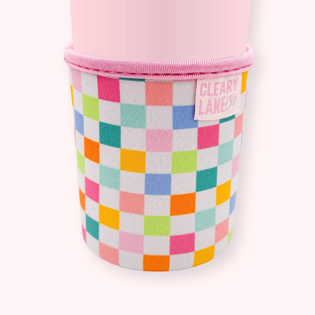 Blush Rainbow Checkers Coffee Cup Sleeve