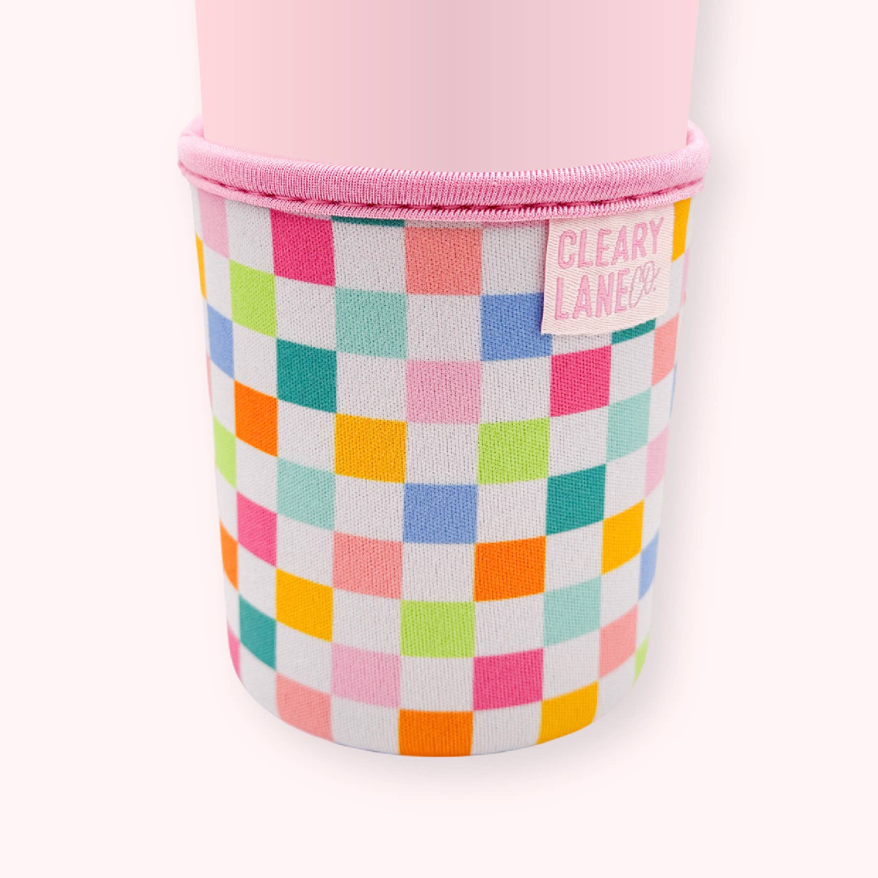 Blush Rainbow Checkers Coffee Cup Sleeve