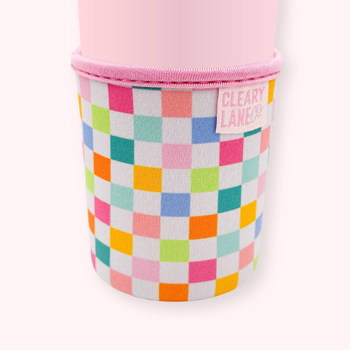 Blush Rainbow Checkers Coffee Cup Sleeve