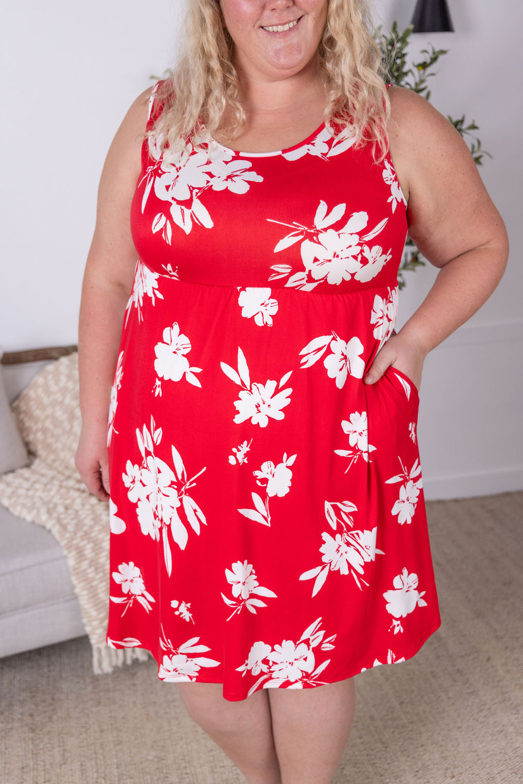 Kelsey Tank Dress - Red Floral