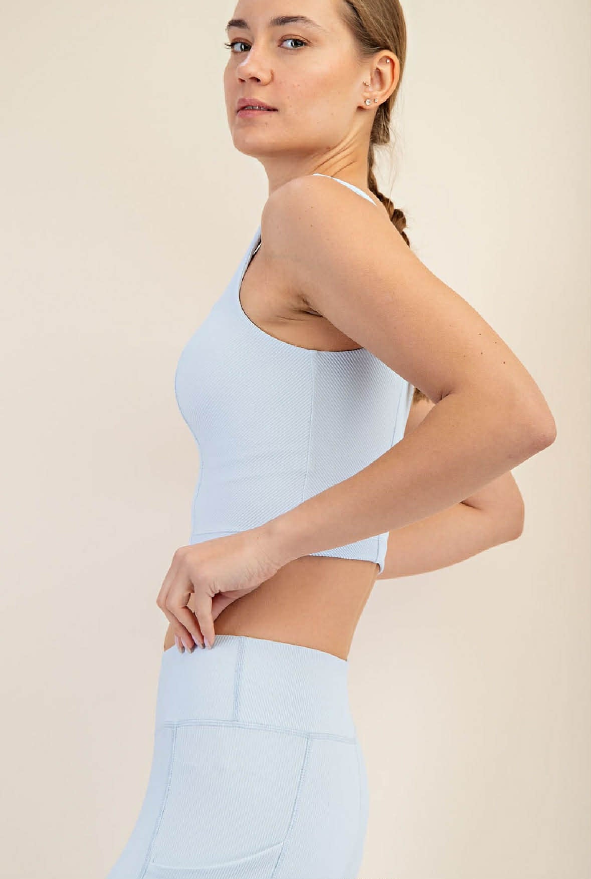 Nylon Ribbed V Neck Tank