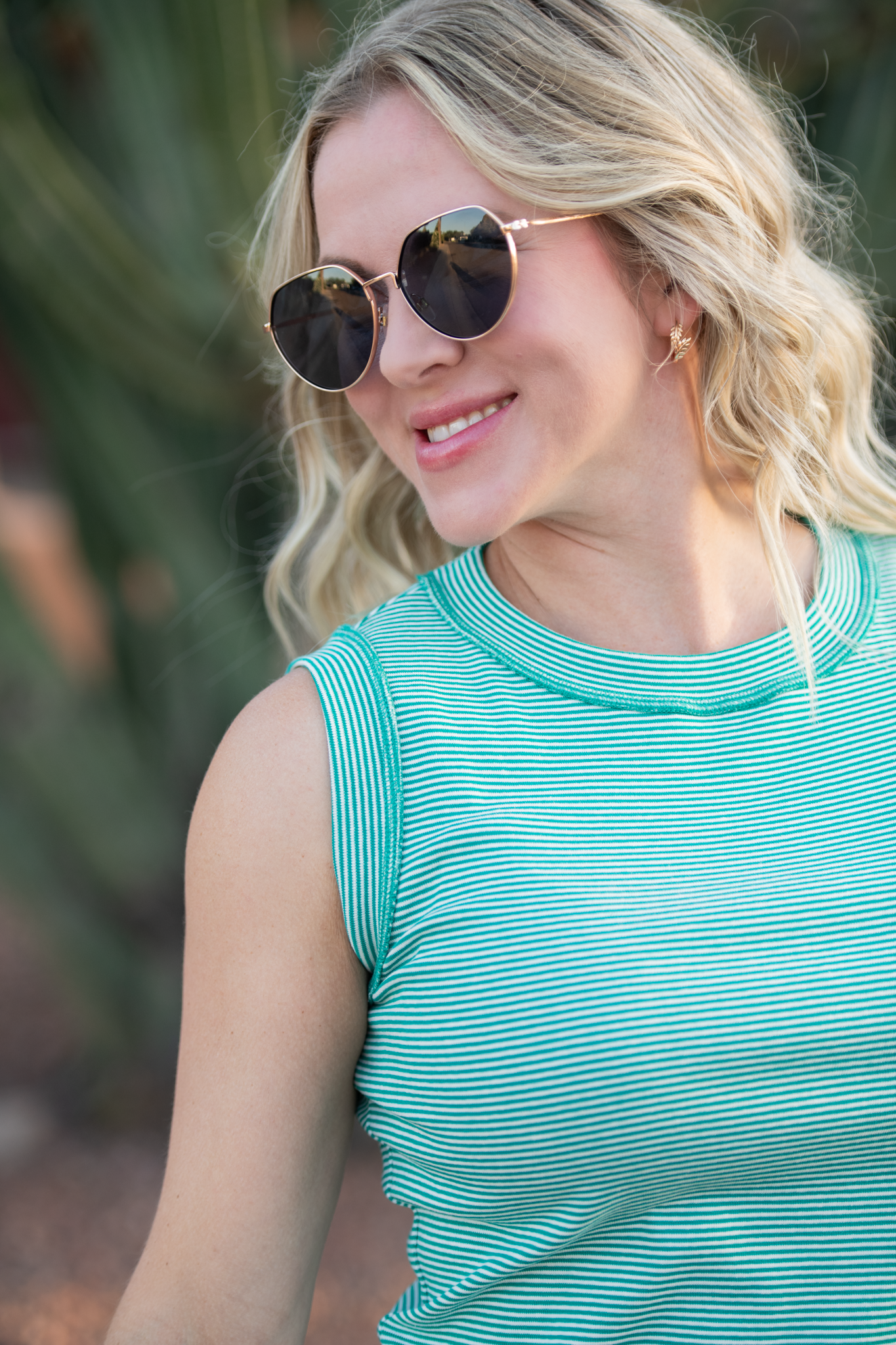 Morgan Micro Striped Tank - Jade