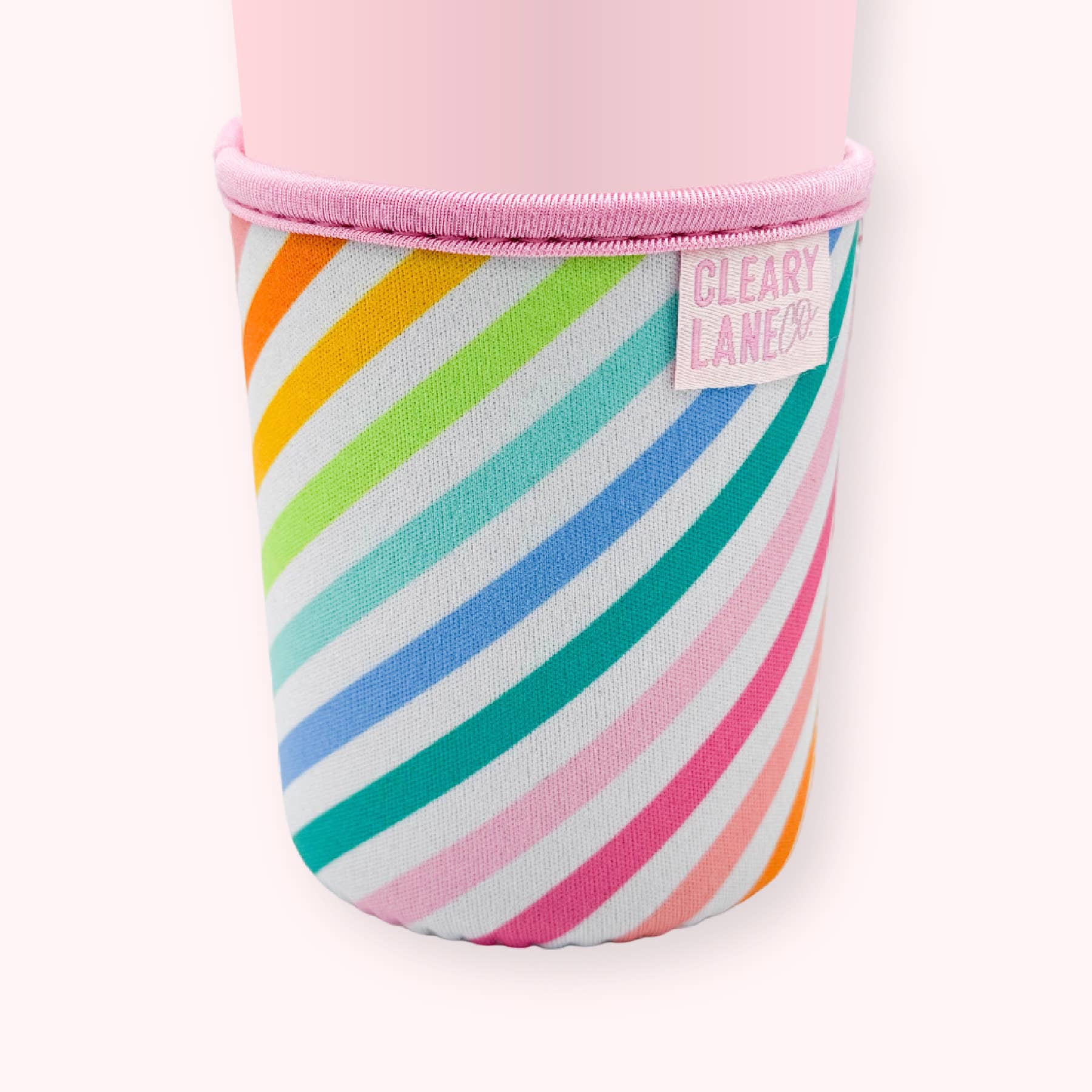 Blush Rainbow Diagonal Stripes Coffee Cup Sleeve