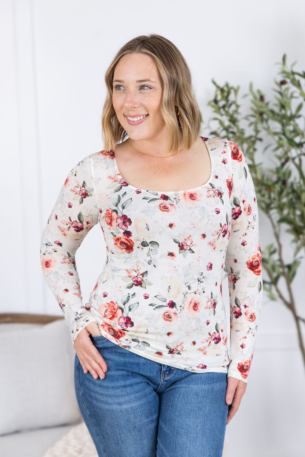 Alyssa Long Sleeve Top - Pink Bloom
