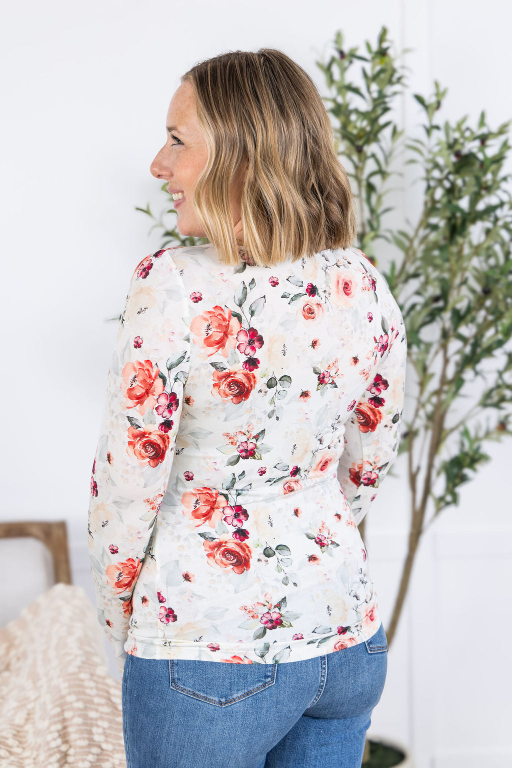 Alyssa Long Sleeve Top - Pink Bloom