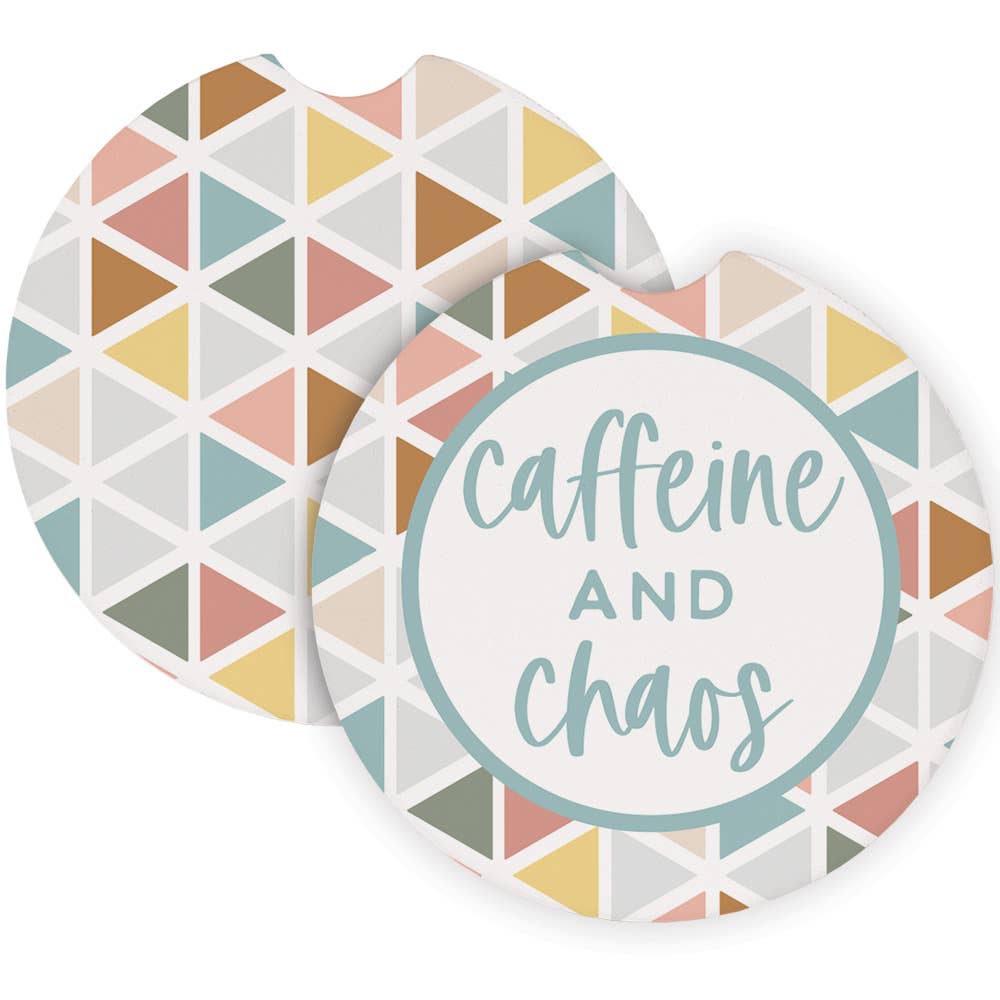 Caffeine Chaos Triangles - Car Coasters