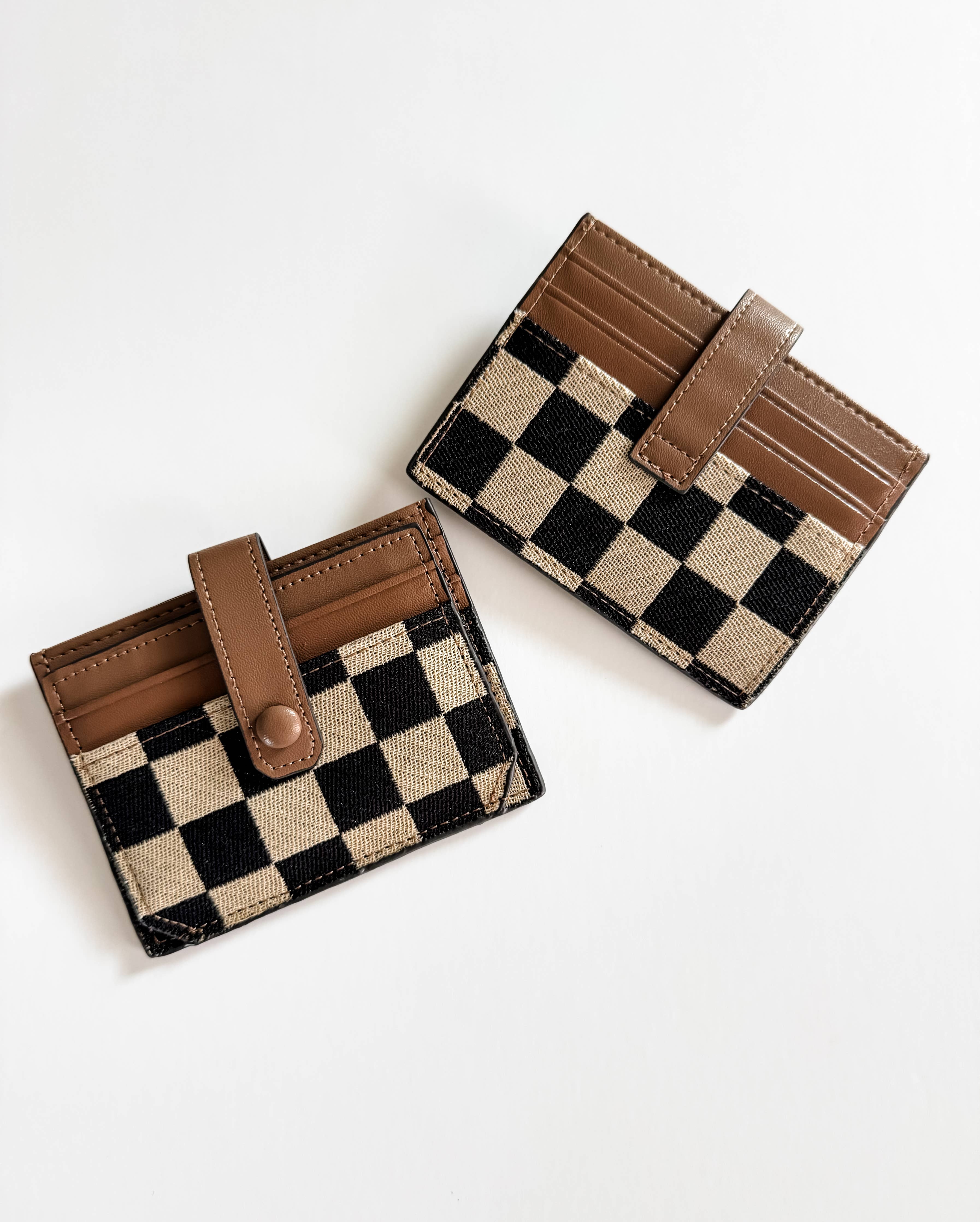 Checkered Slim Card Holder