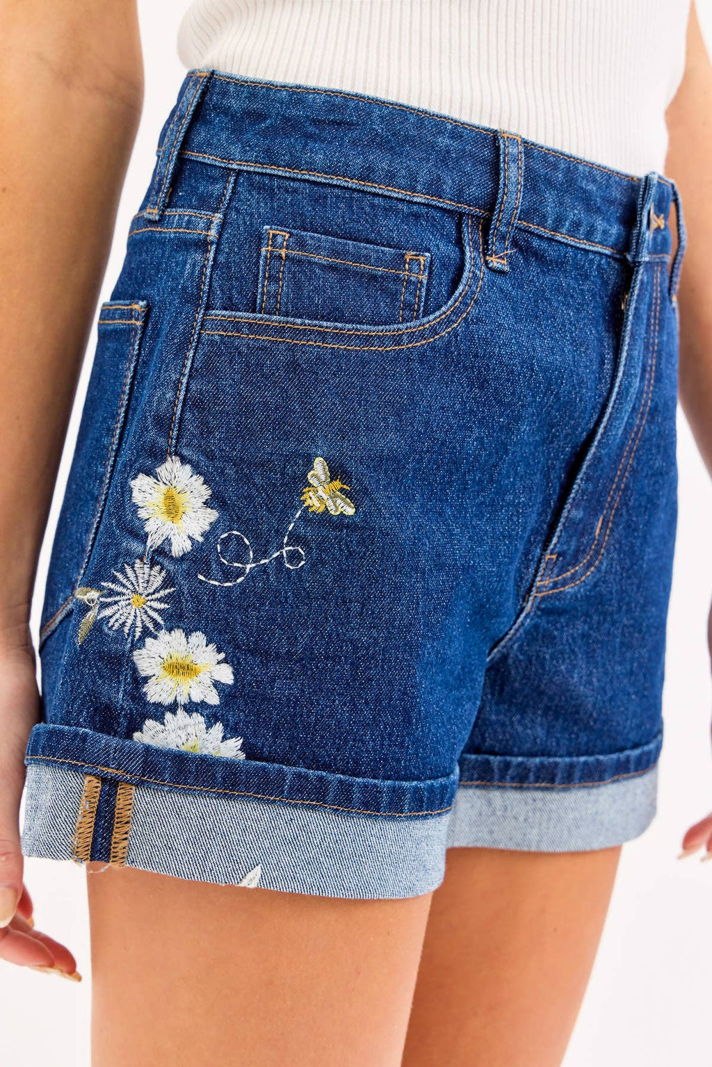 Gwen Embroidered Denim Shorts