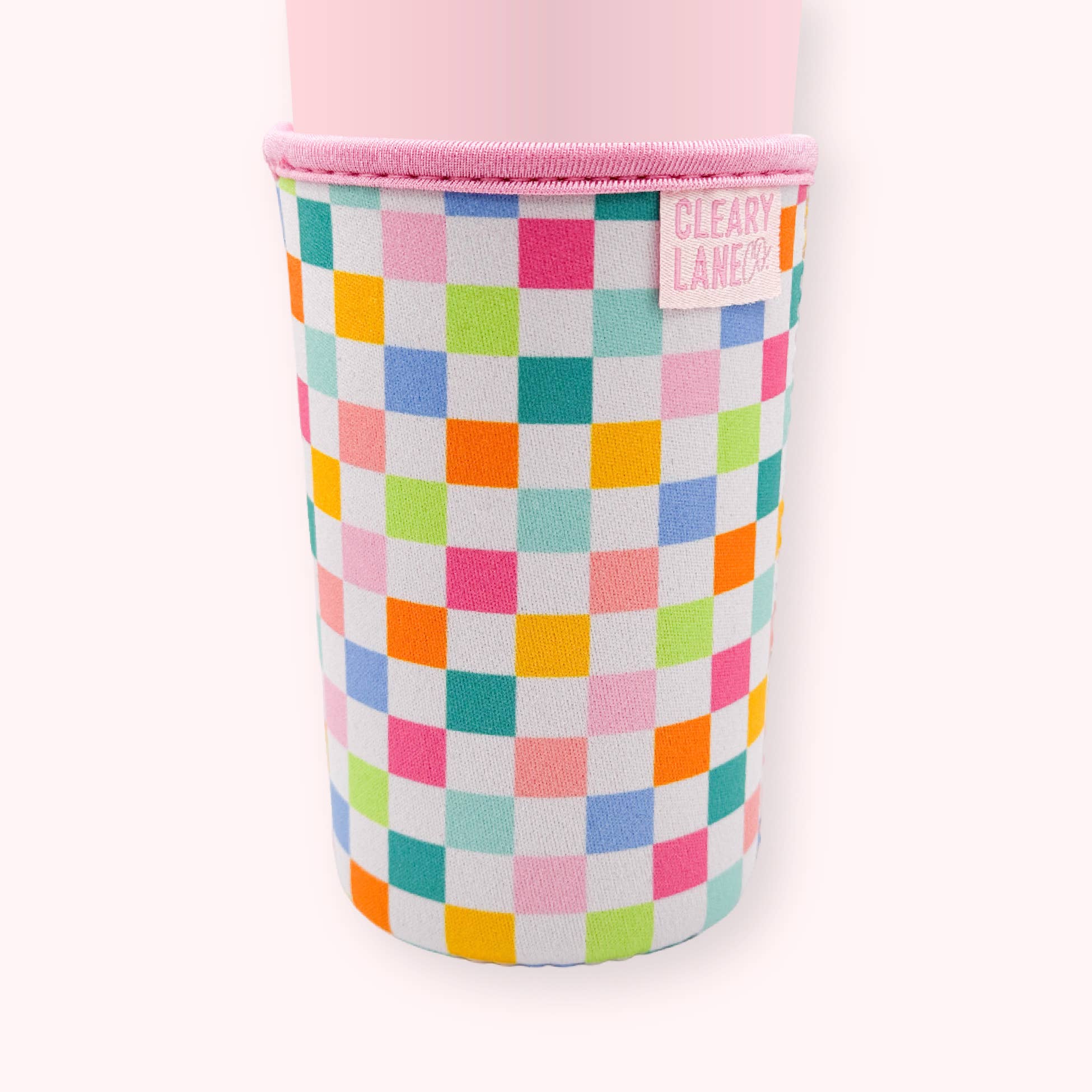 Blush Rainbow Checkers Coffee Cup Sleeve