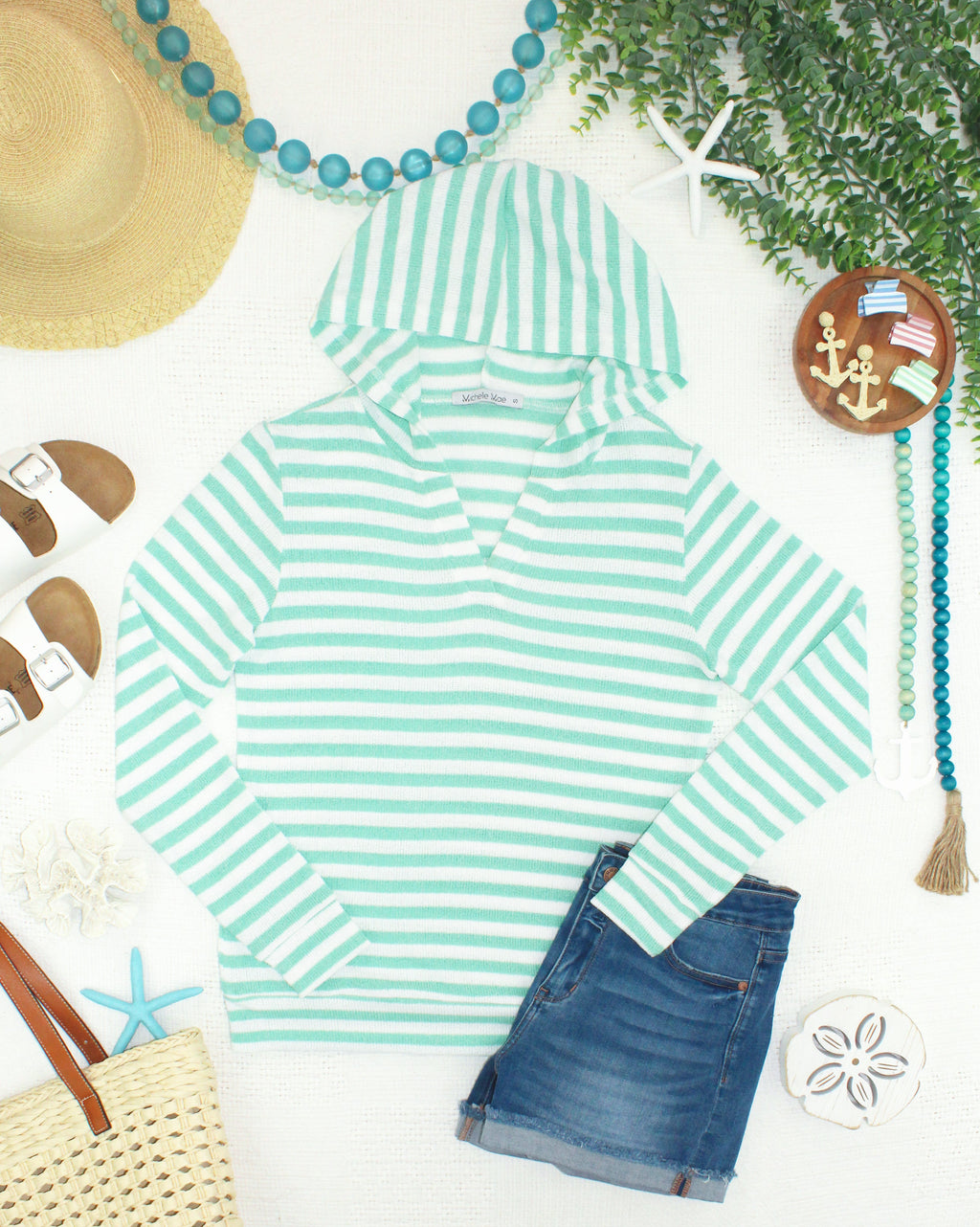 Amelia Striped Hoodie - Green