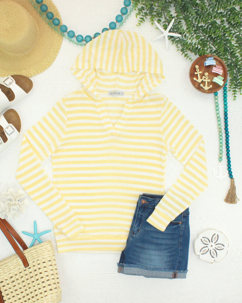 Amelia Striped Hoodie - Lemon