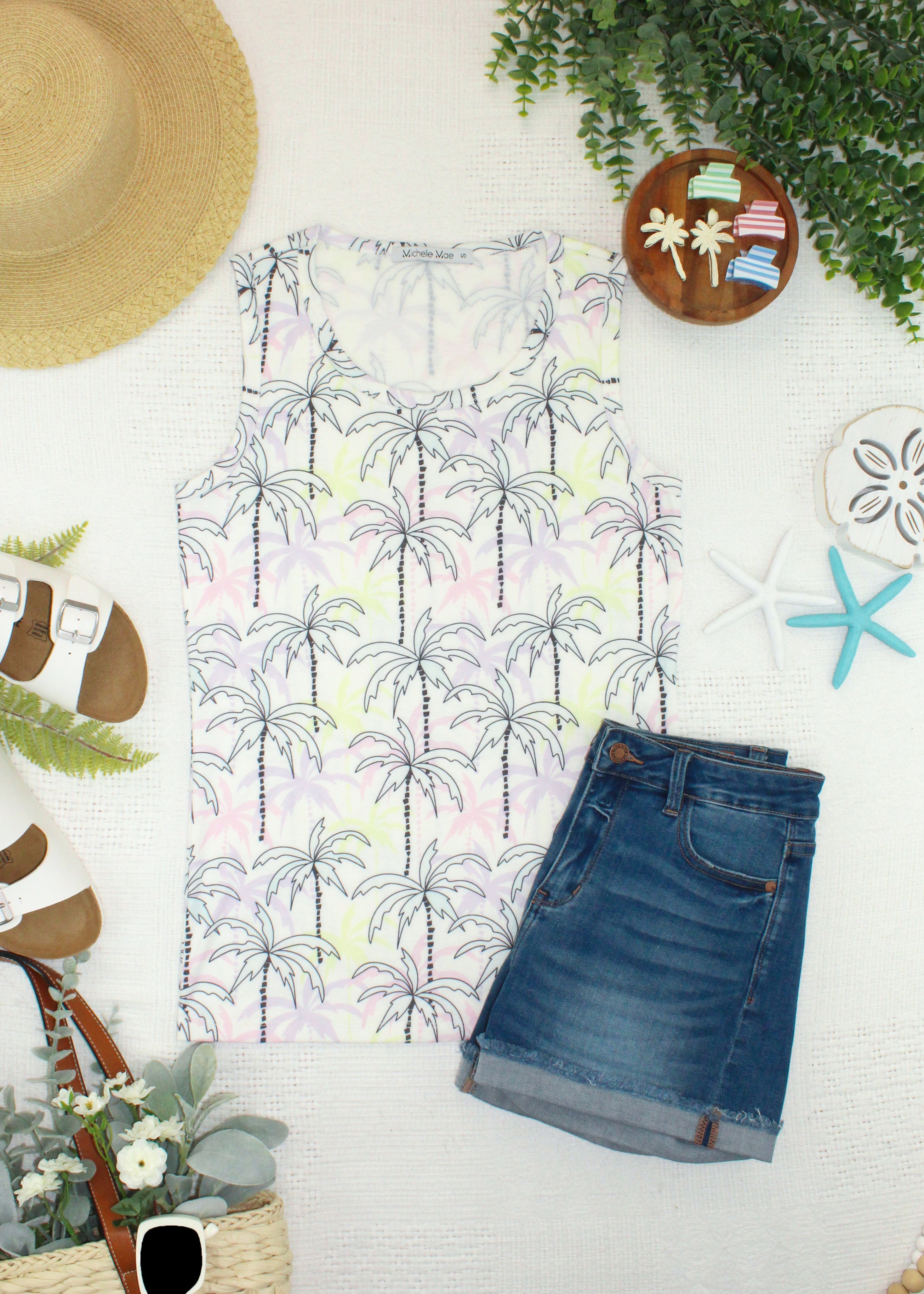 Ava Tank - Neon Palm