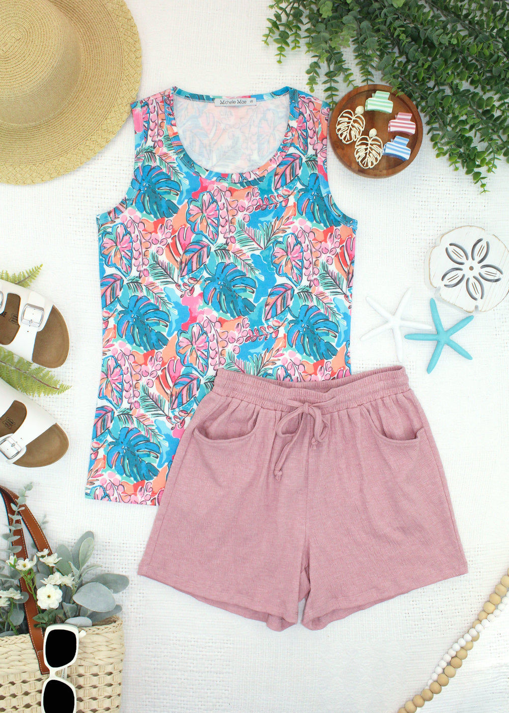 Candice Crinkle Shorts - Dusty Rose