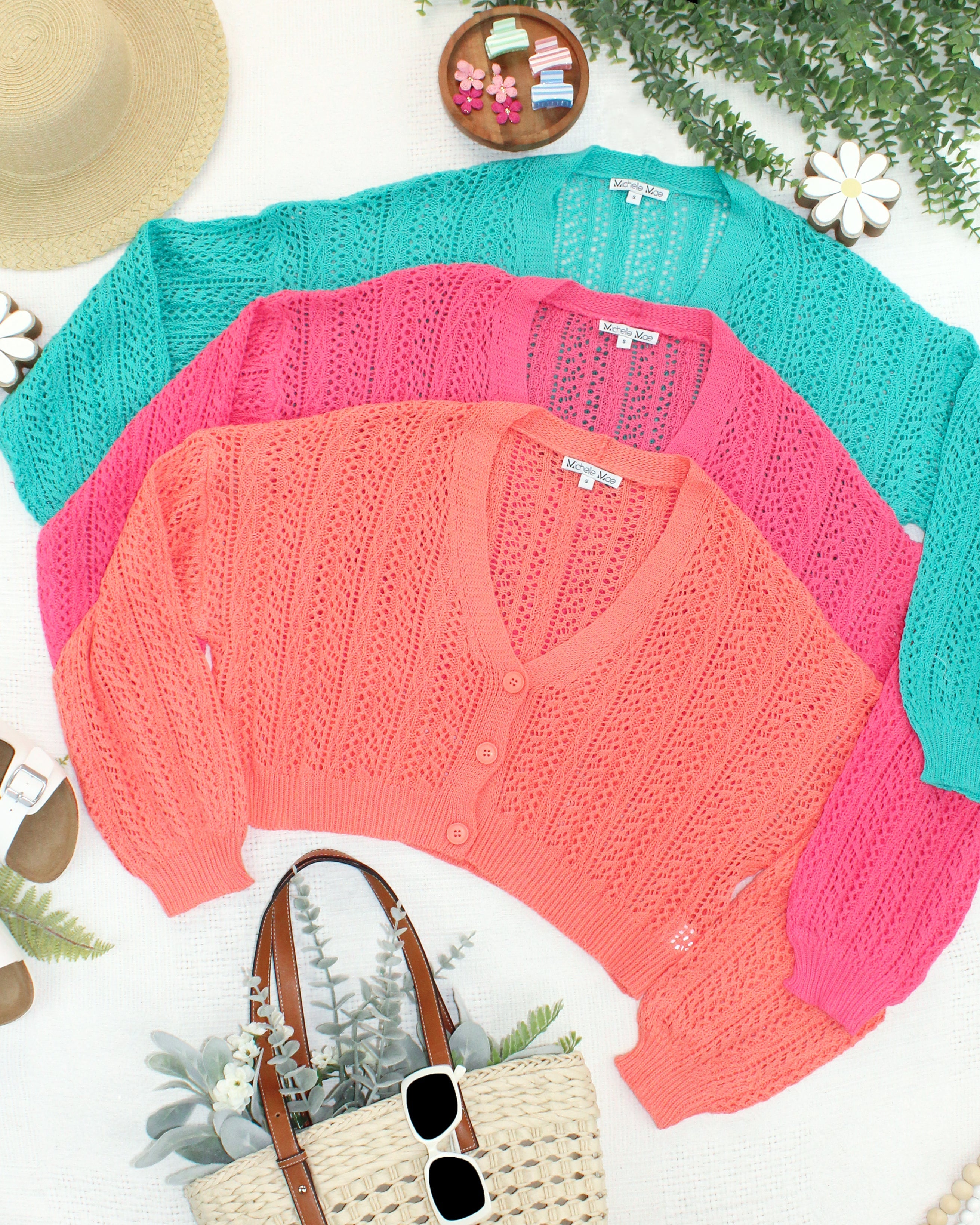 Callie Cropped Cardigan - Melon