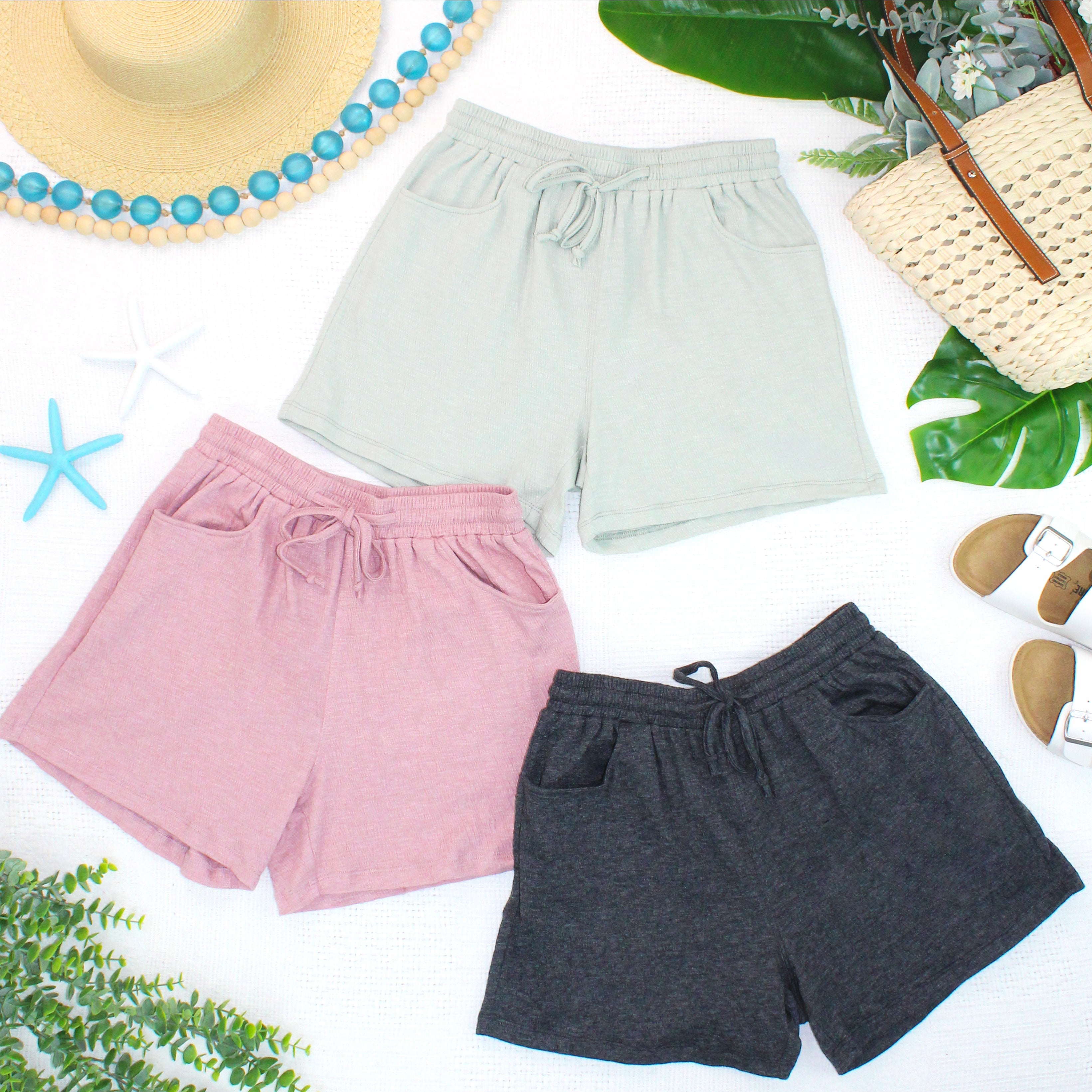 Candice Crinkle Shorts - Dusty Rose