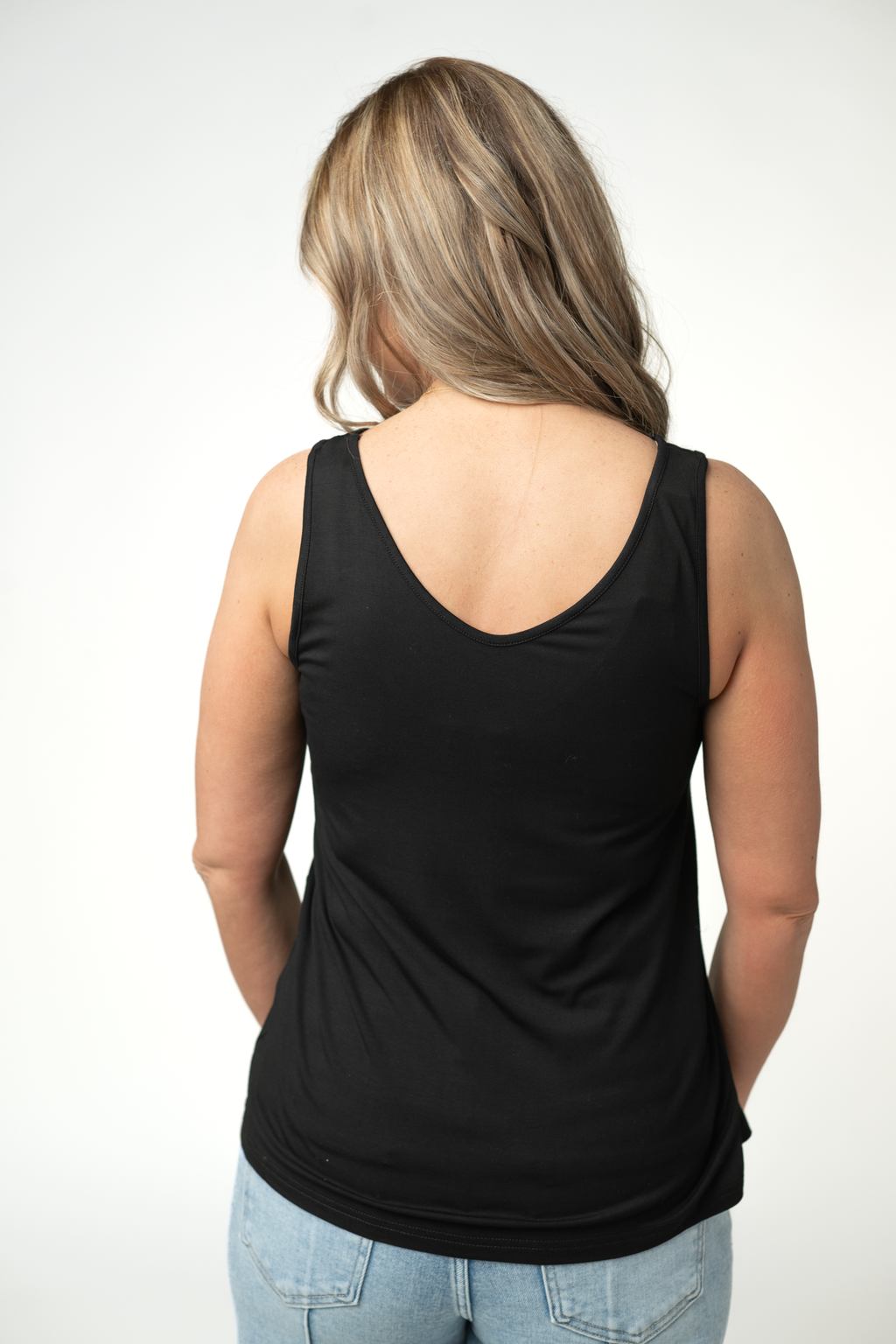 Vera V Neck Tank - Black
