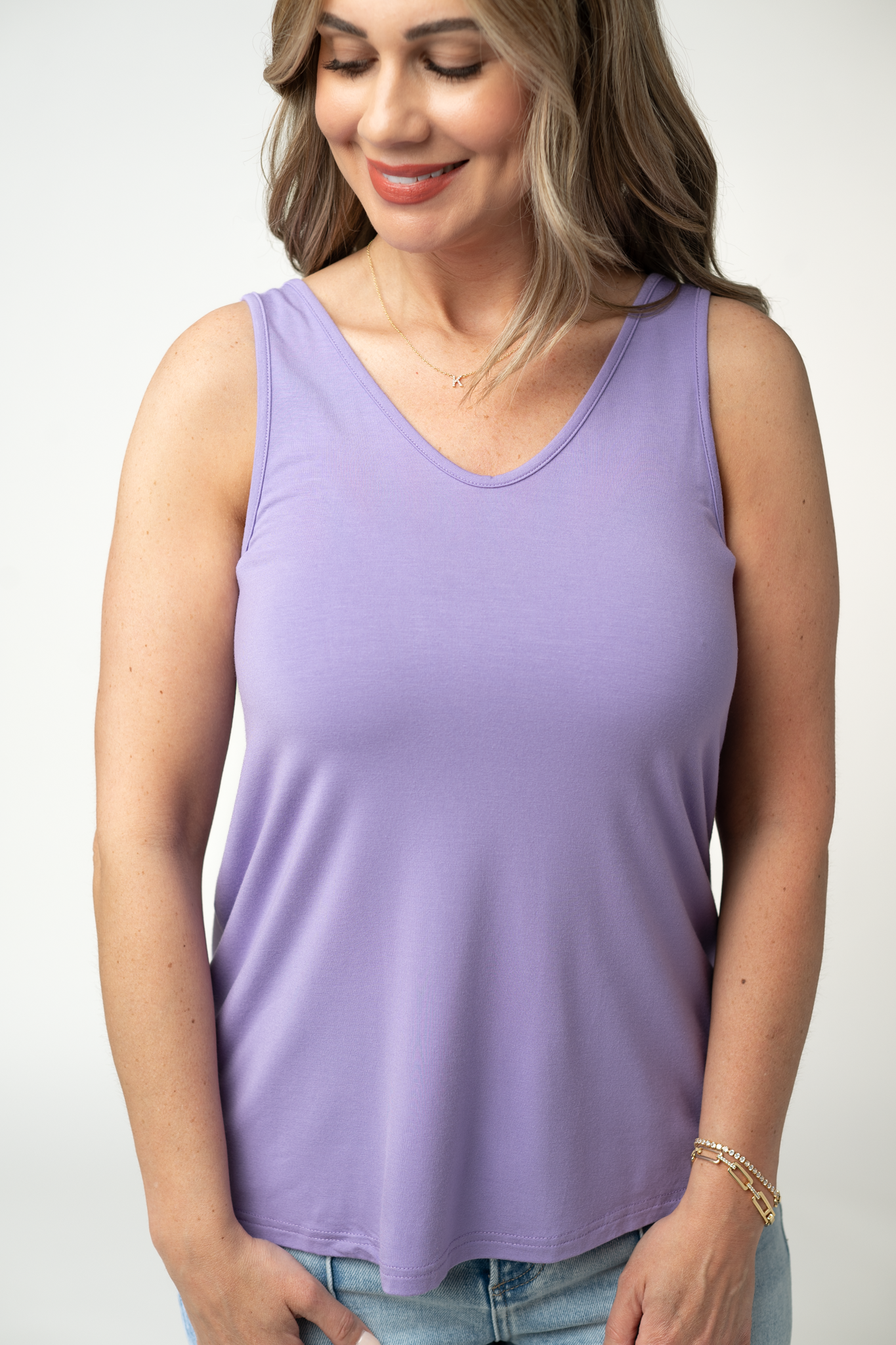 Vera V Neck Tank - Lavender