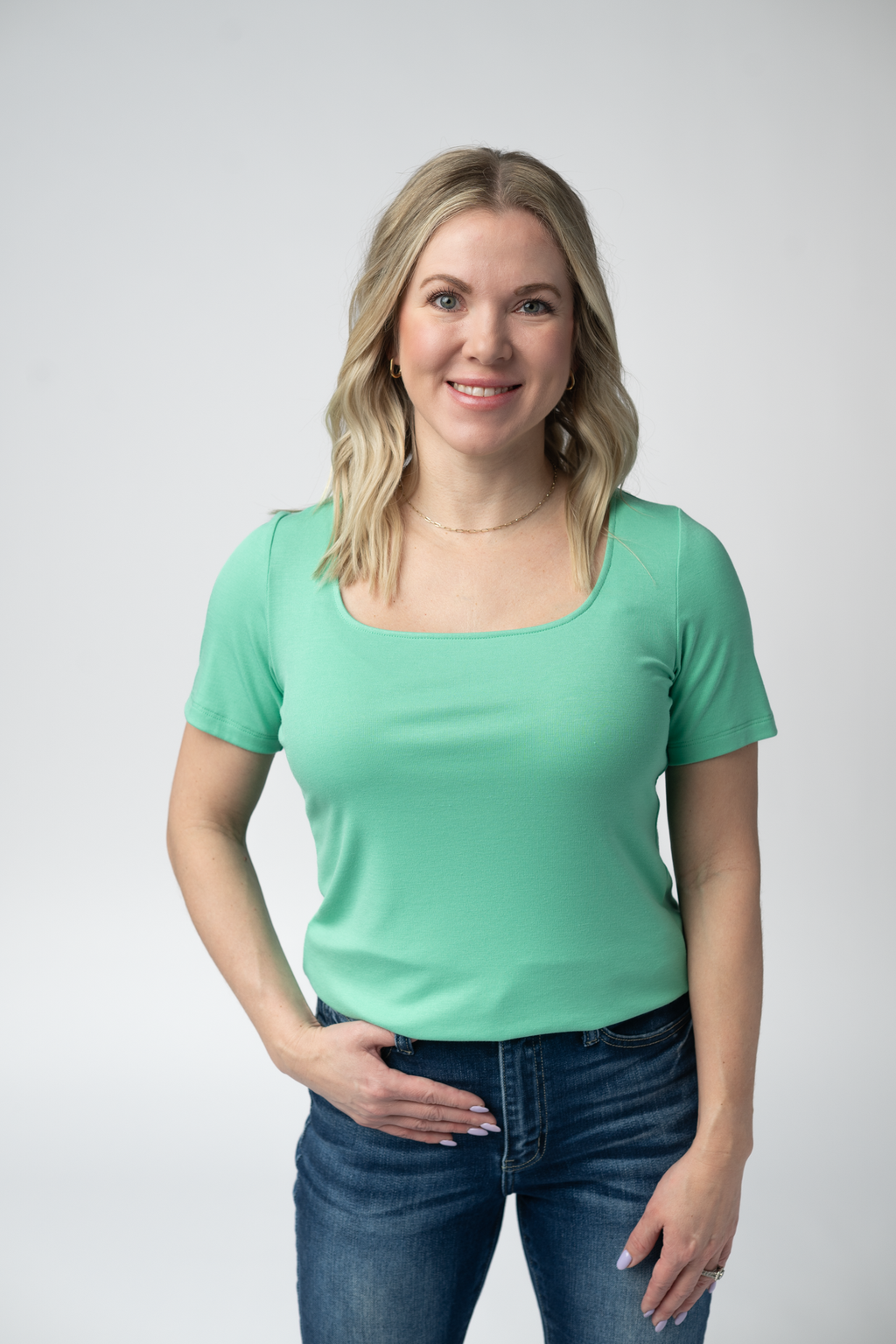 Short Sleeve Alyssa Top - Aquamarine