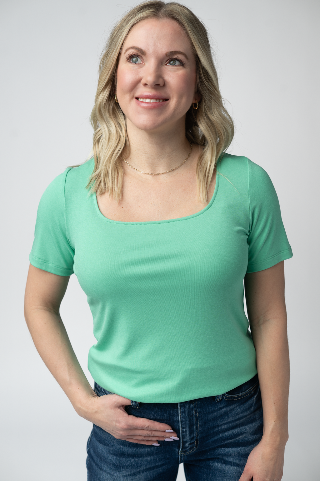 Short Sleeve Alyssa Top - Aquamarine