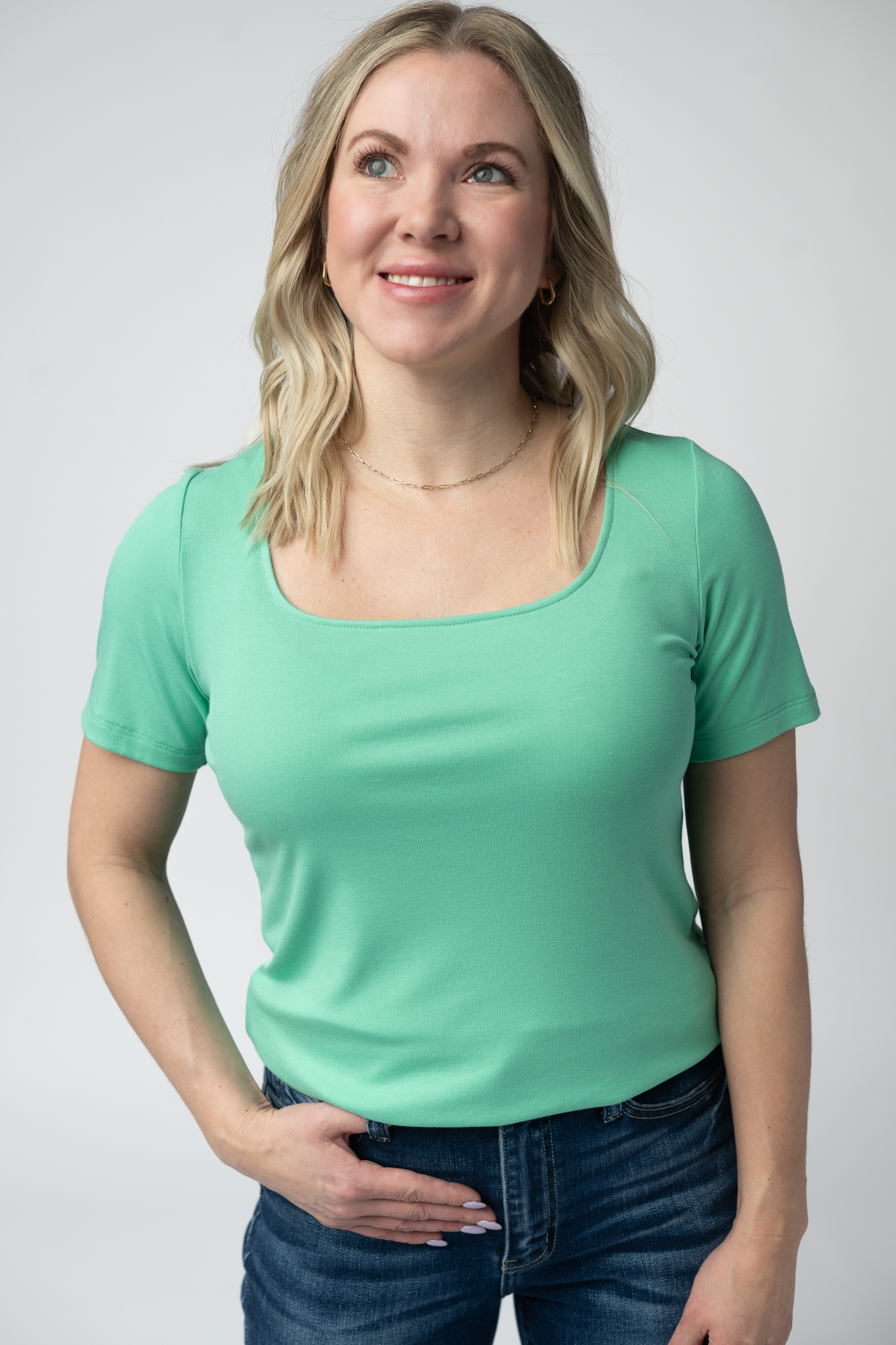 Short Sleeve Alyssa Top - Aquamarine