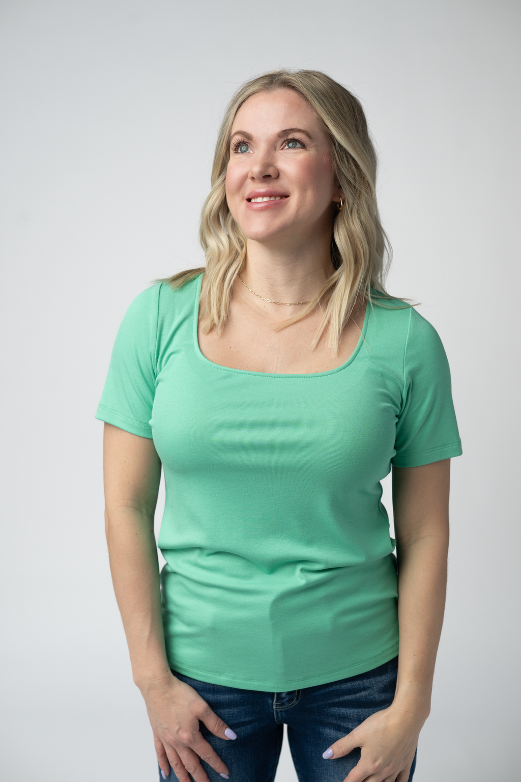 Short Sleeve Alyssa Top - Aquamarine