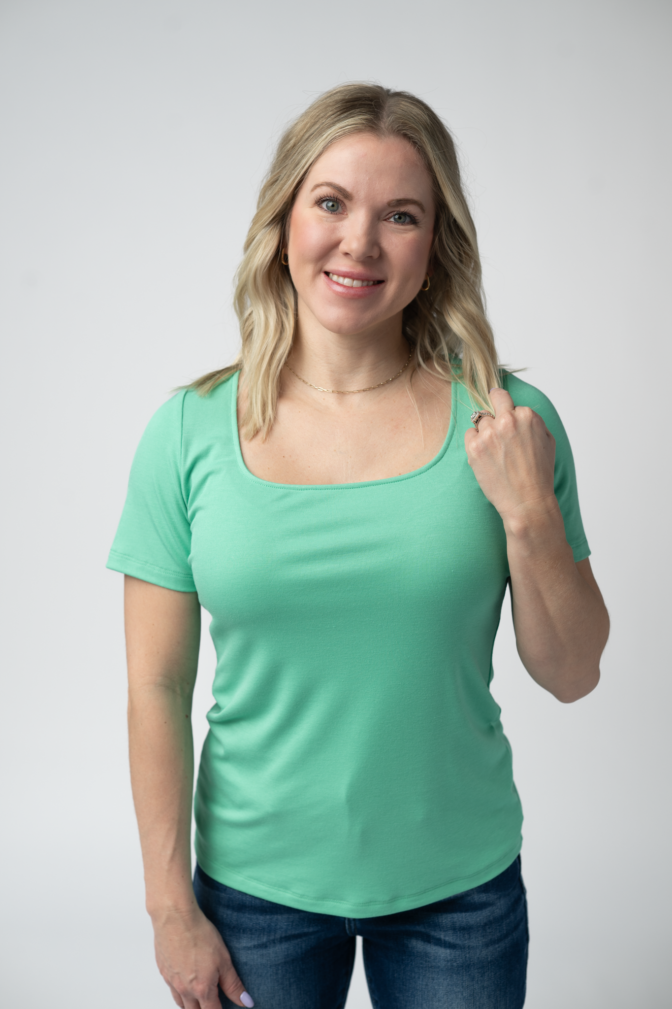 Short Sleeve Alyssa Top - Aquamarine