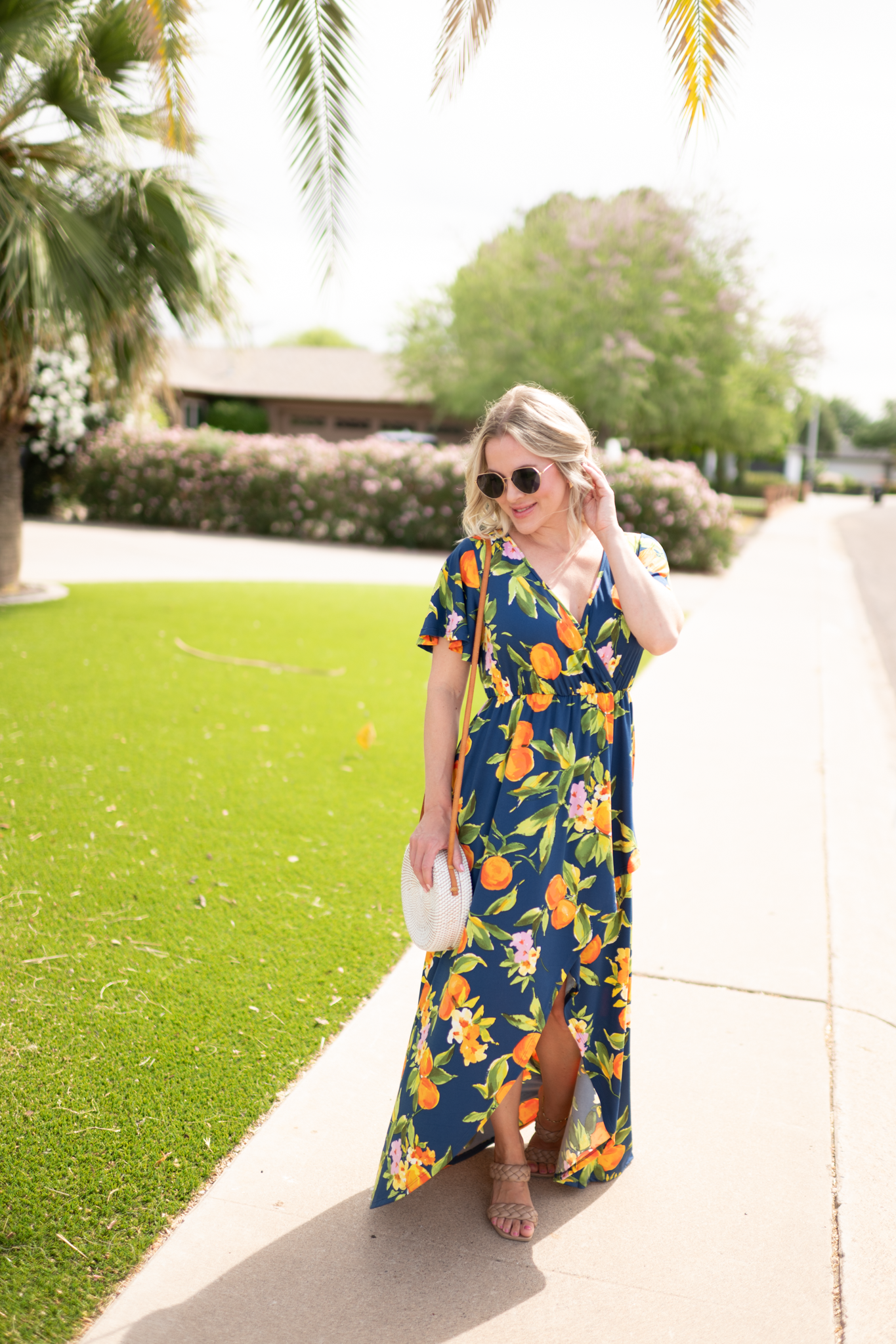 Harley High-Low Dress - Navy Citrus