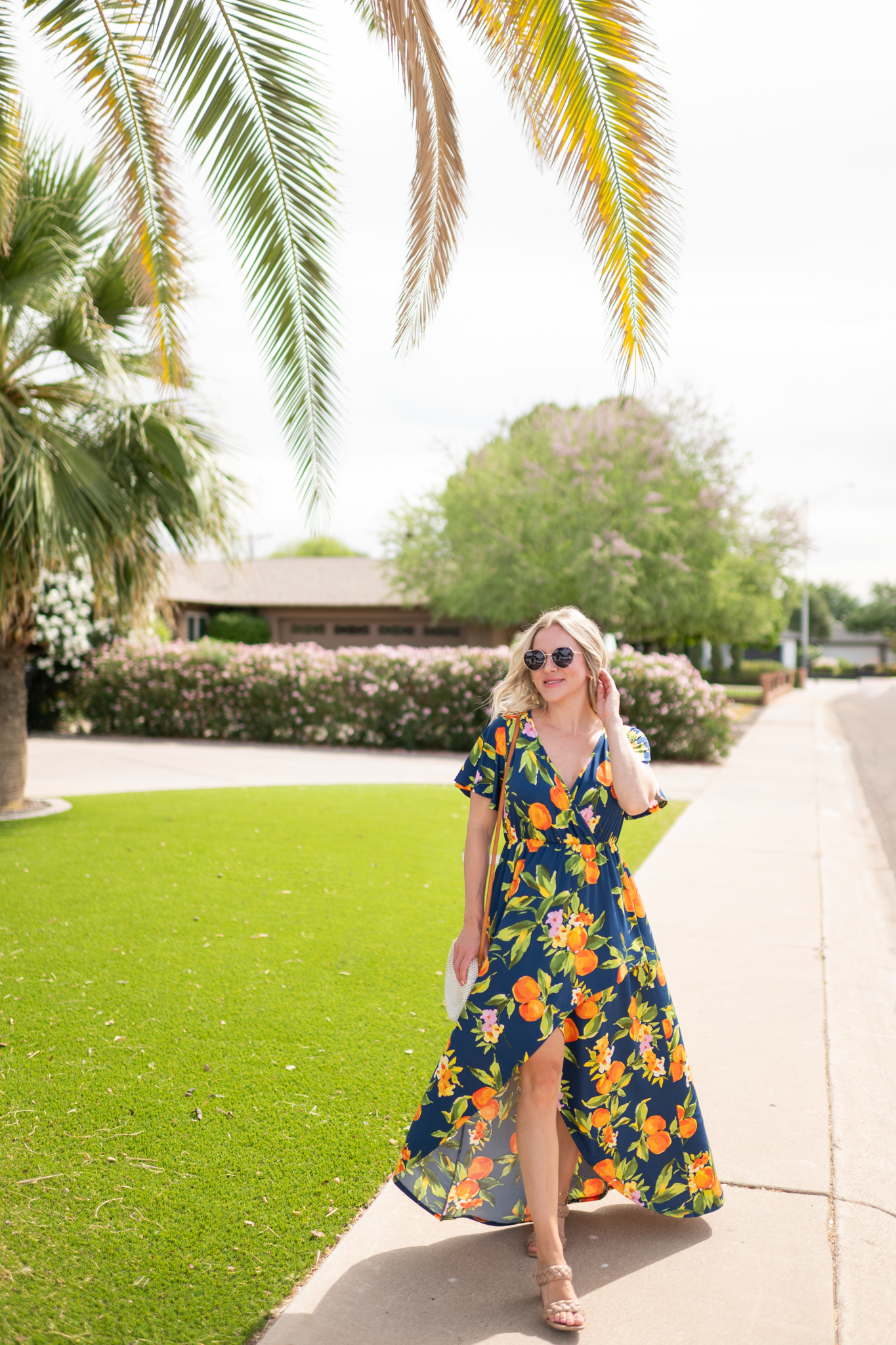 Harley High-Low Dress - Navy Citrus
