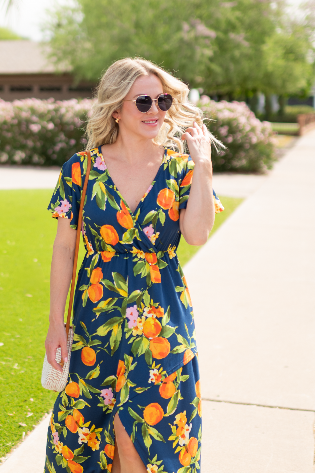 Harley High-Low Dress - Navy Citrus