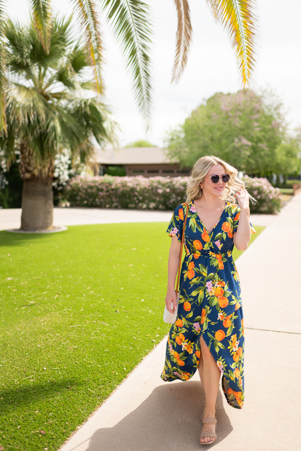 Harley High-Low Dress - Navy Citrus