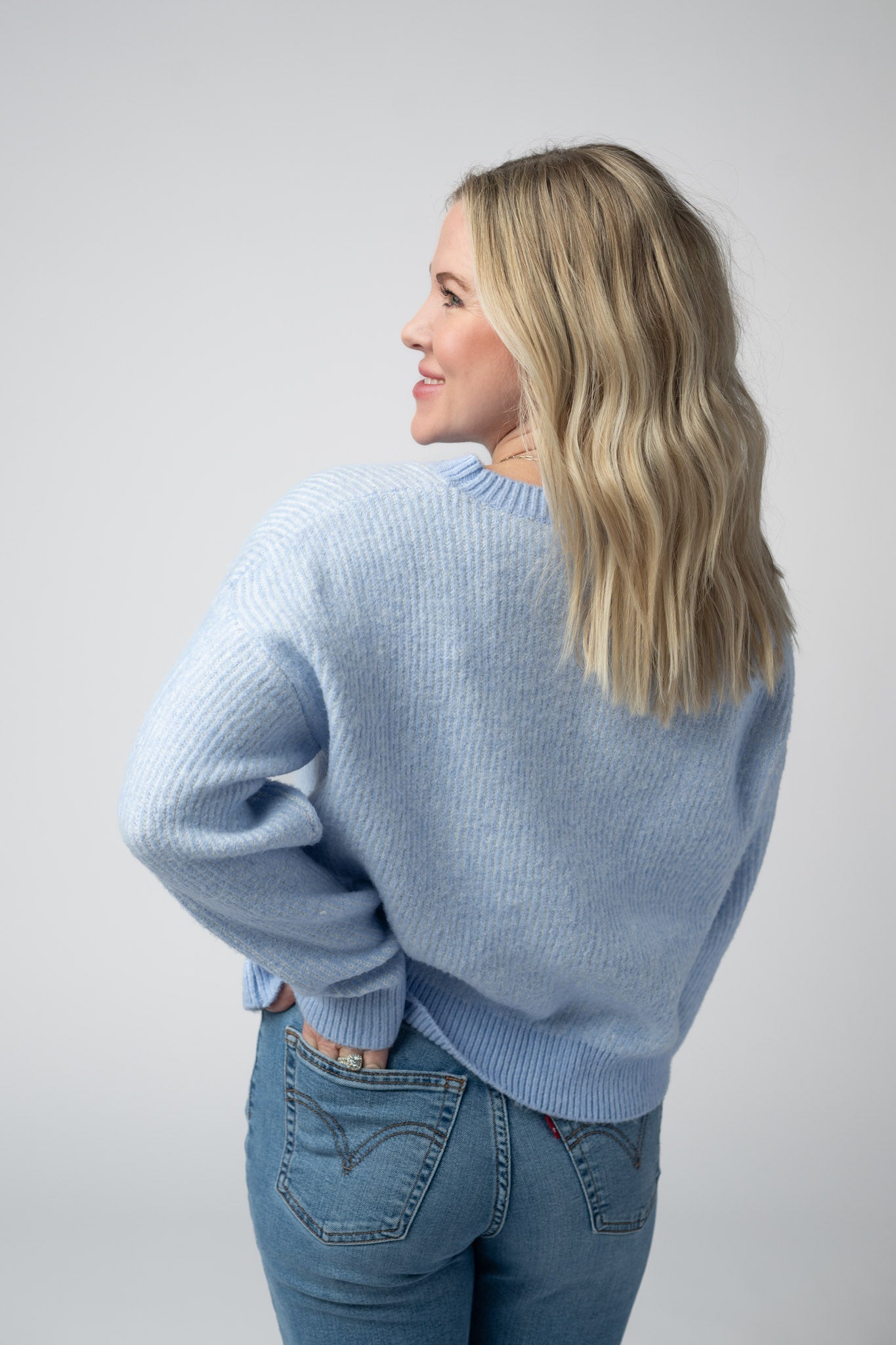 Josie Cozy Crew Sweater - Sky Blue