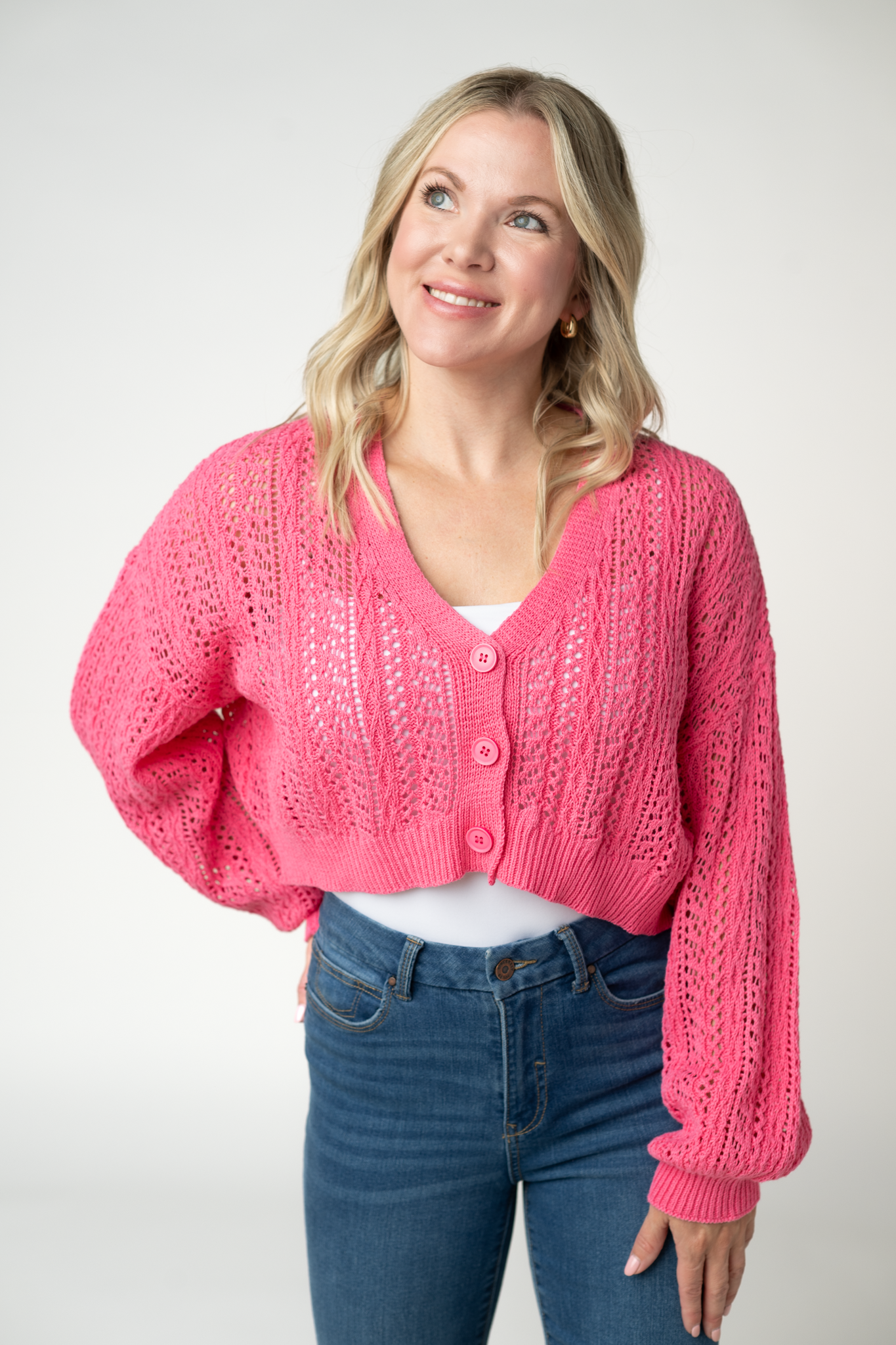 Callie Cropped Cardigan - Pink