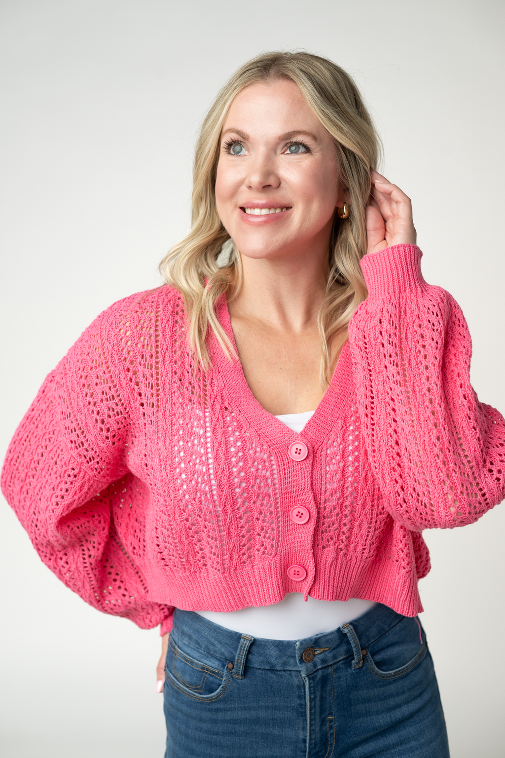 Callie Cropped Cardigan - Pink