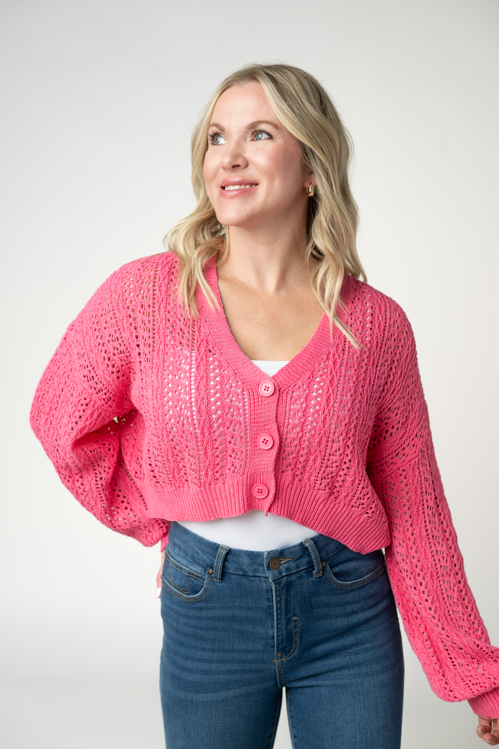 Callie Cropped Cardigan - Pink