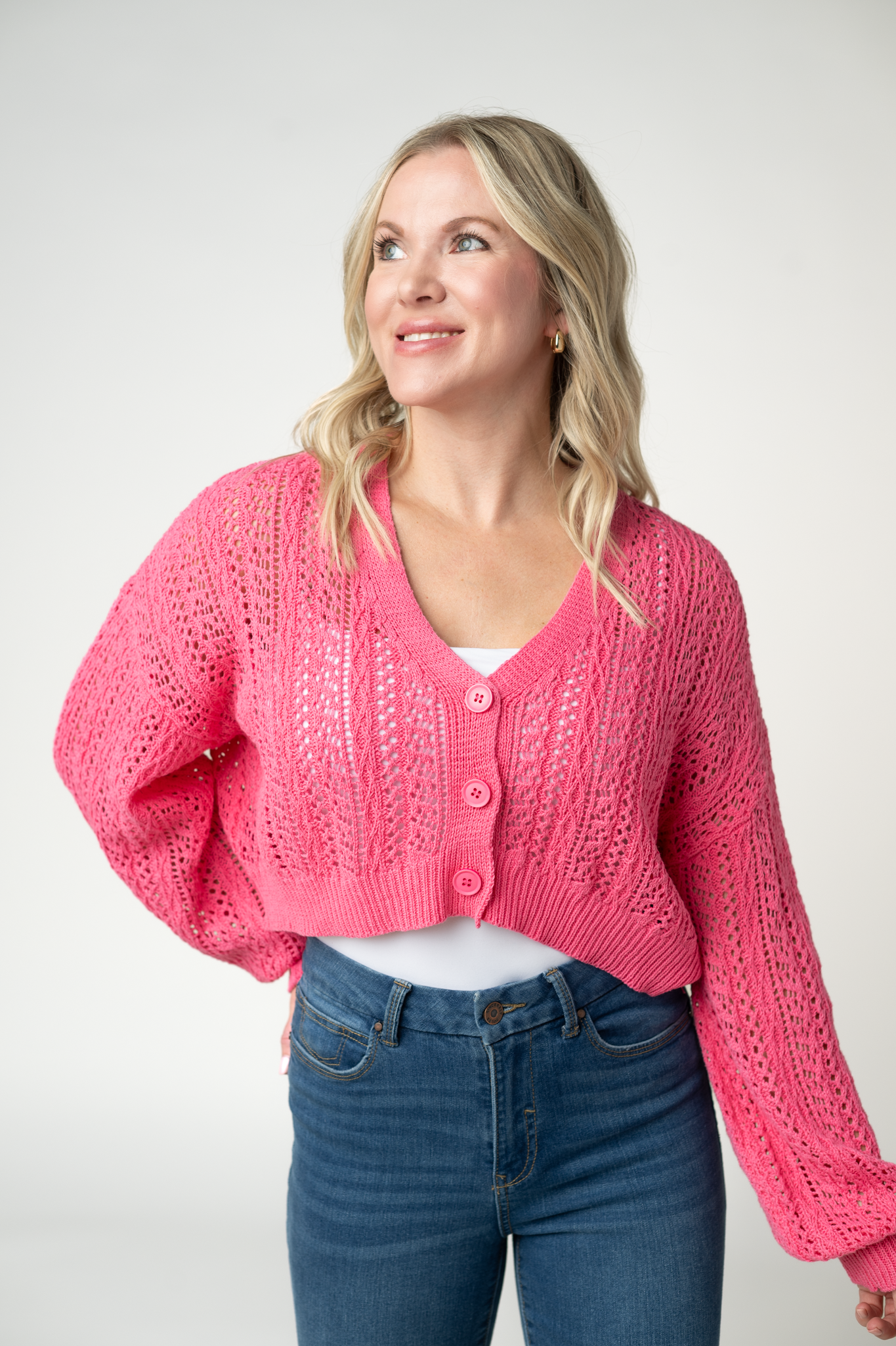 Callie Cropped Cardigan - Pink