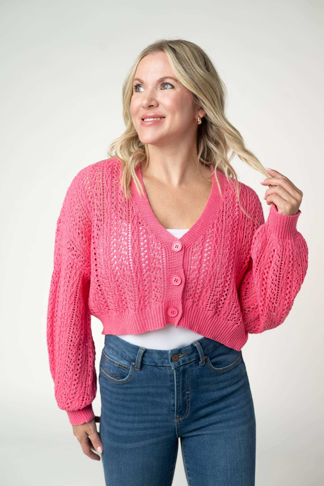 Callie Cropped Cardigan - Pink
