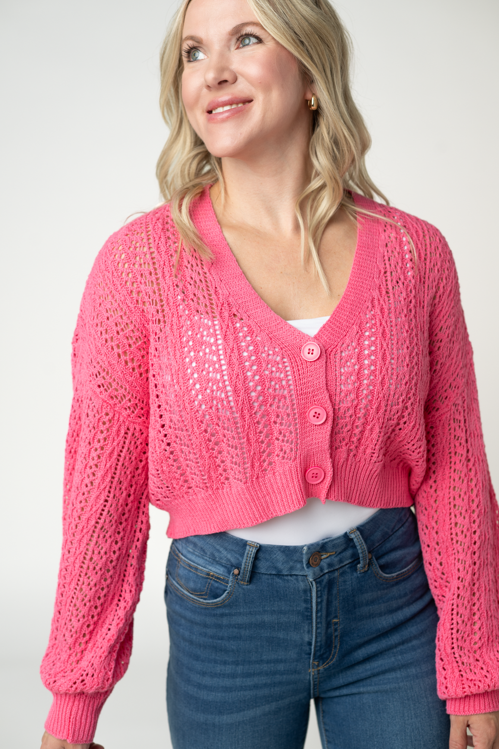 Callie Cropped Cardigan - Pink