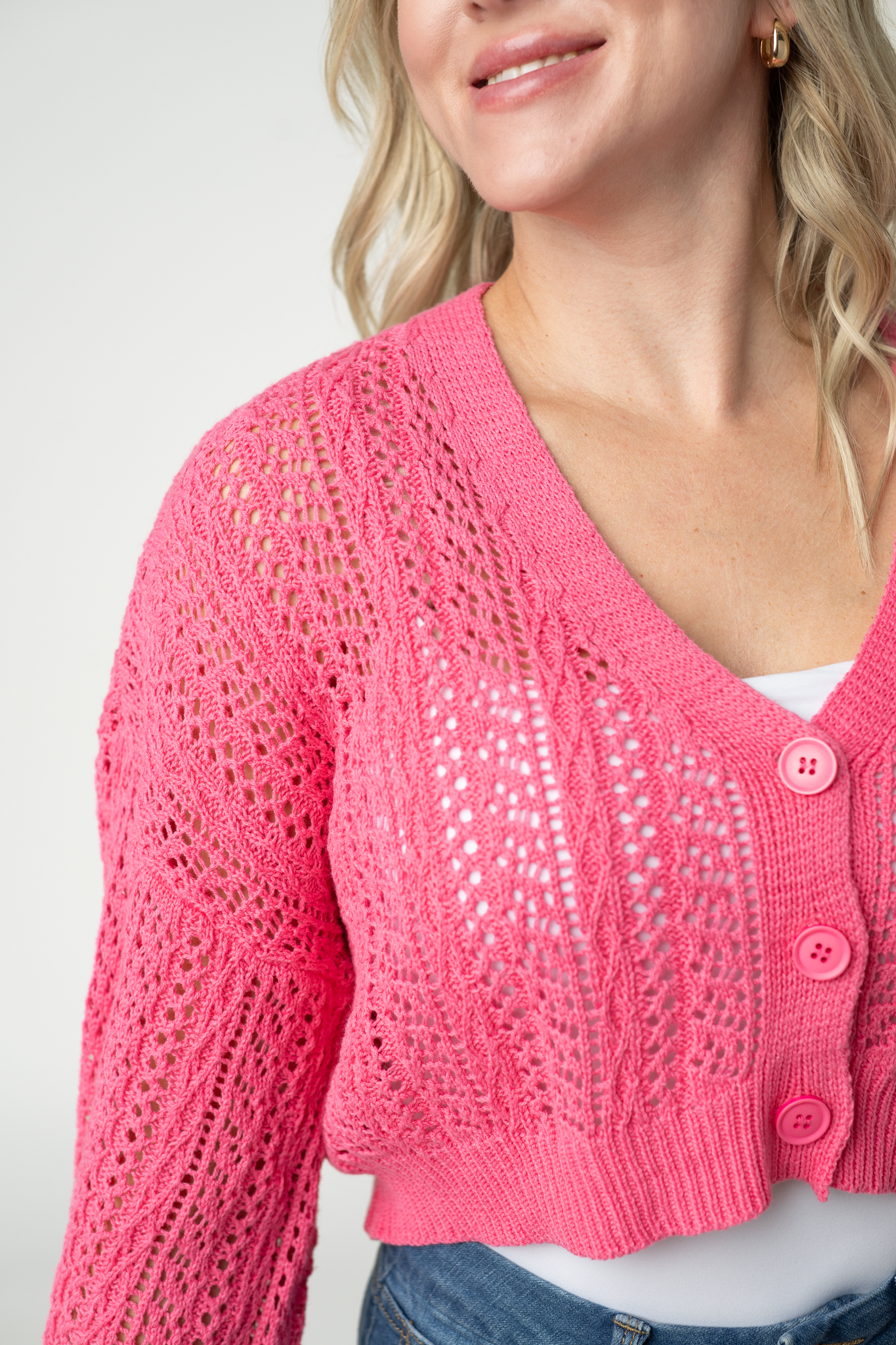 Callie Cropped Cardigan - Pink