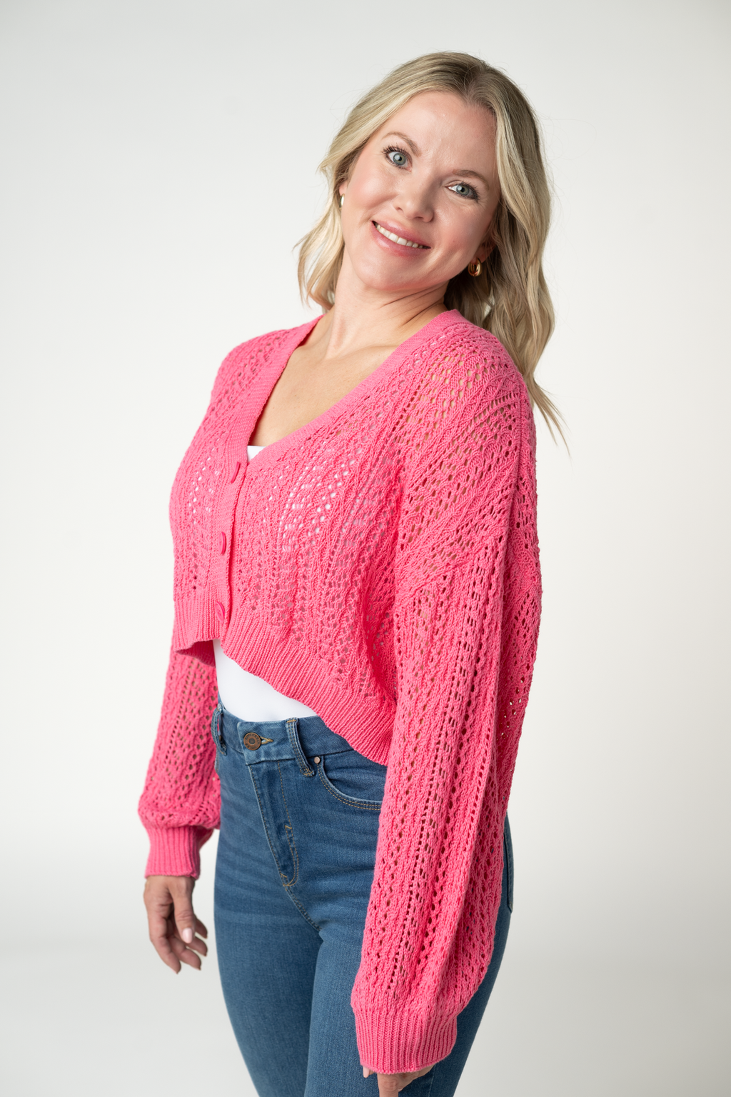 Callie Cropped Cardigan - Pink