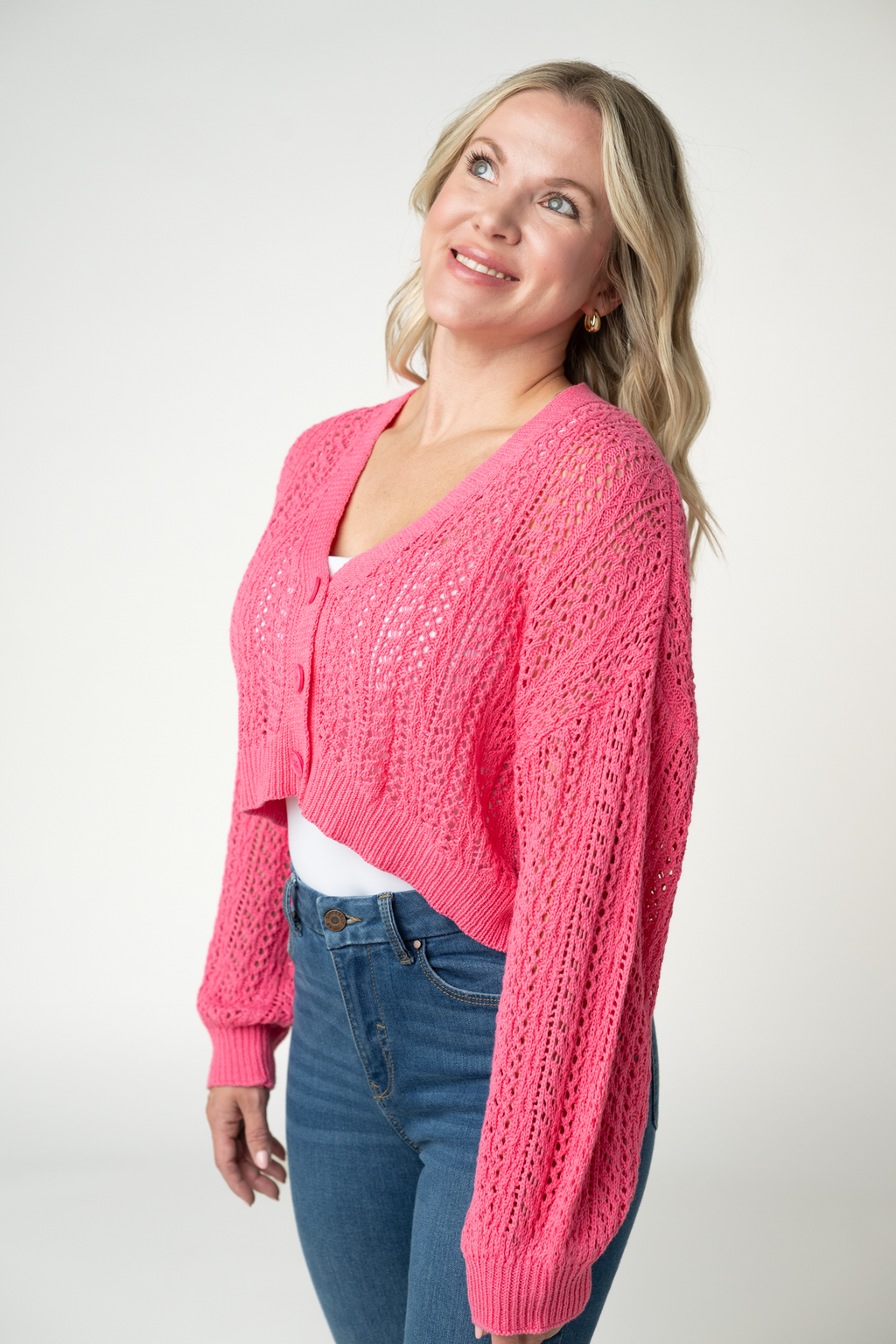 Callie Cropped Cardigan - Pink