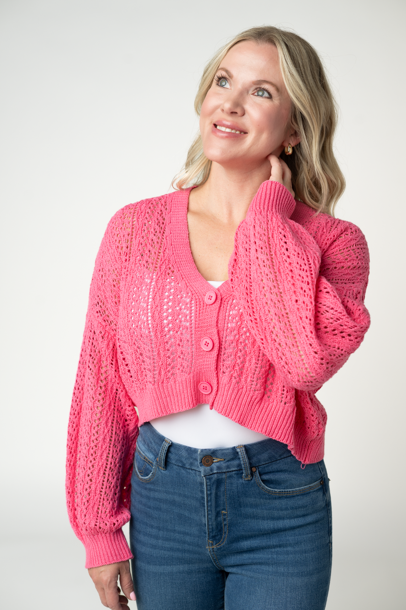 Callie Cropped Cardigan - Pink