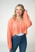 Callie Cropped Cardigan - Melon
