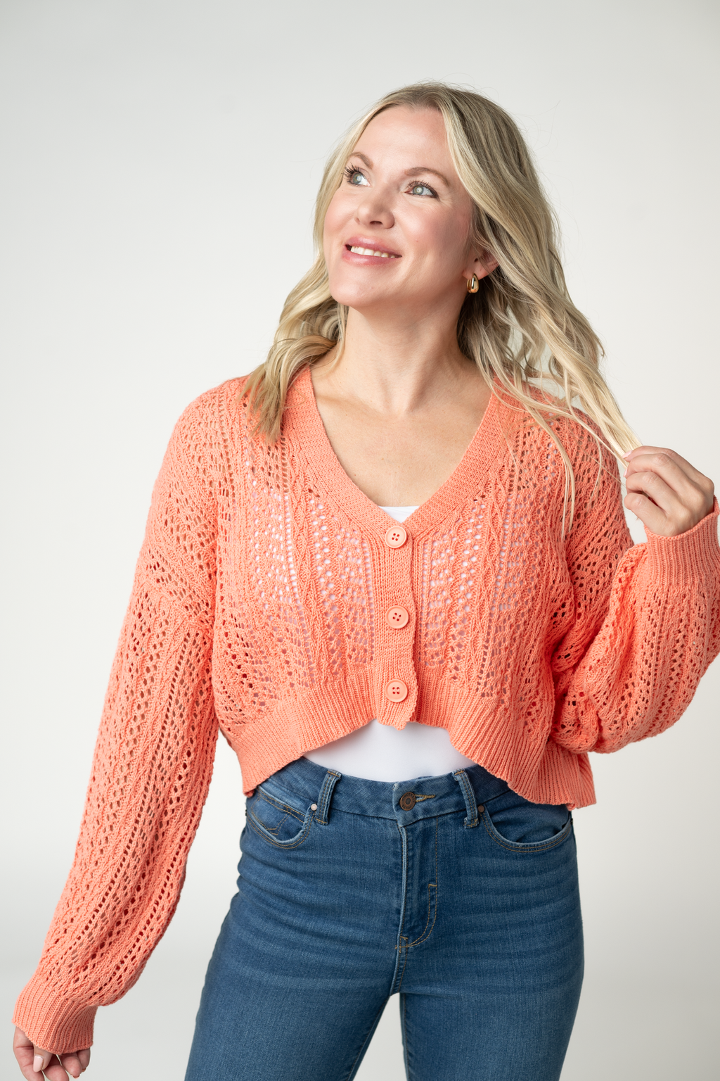 Callie Cropped Cardigan - Melon