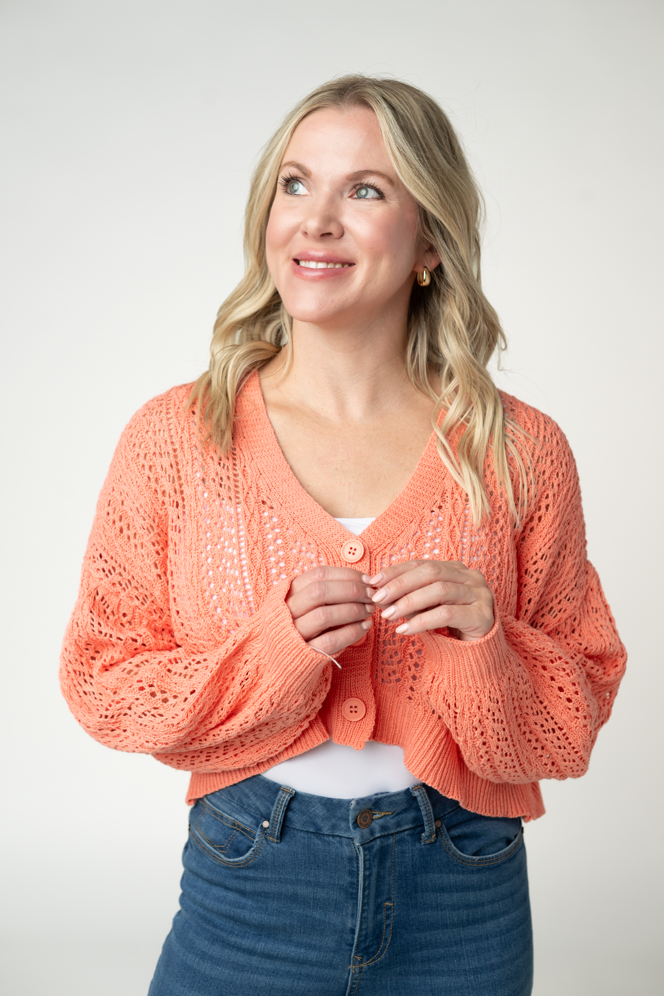 Callie Cropped Cardigan - Melon