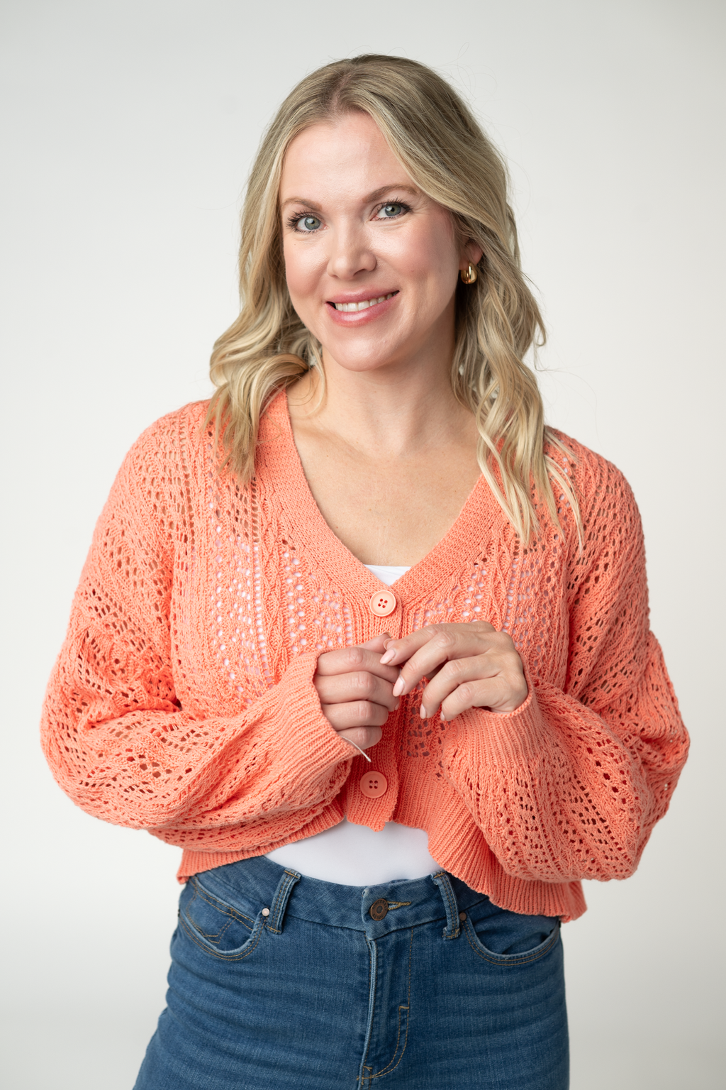 Callie Cropped Cardigan - Melon