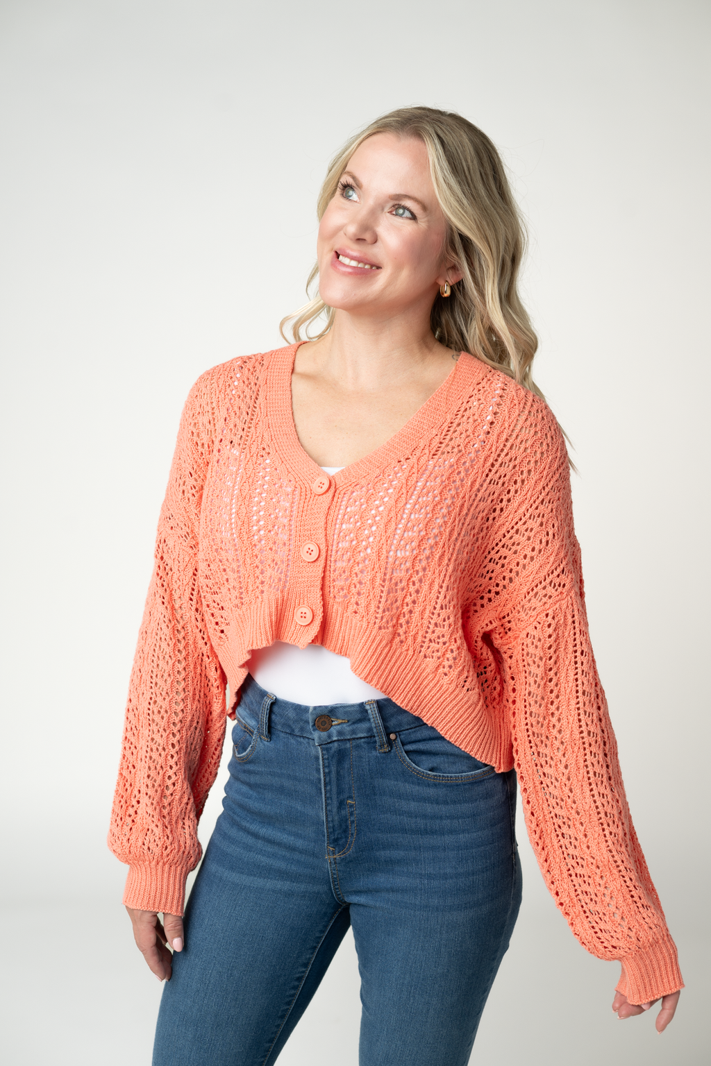 Callie Cropped Cardigan - Melon