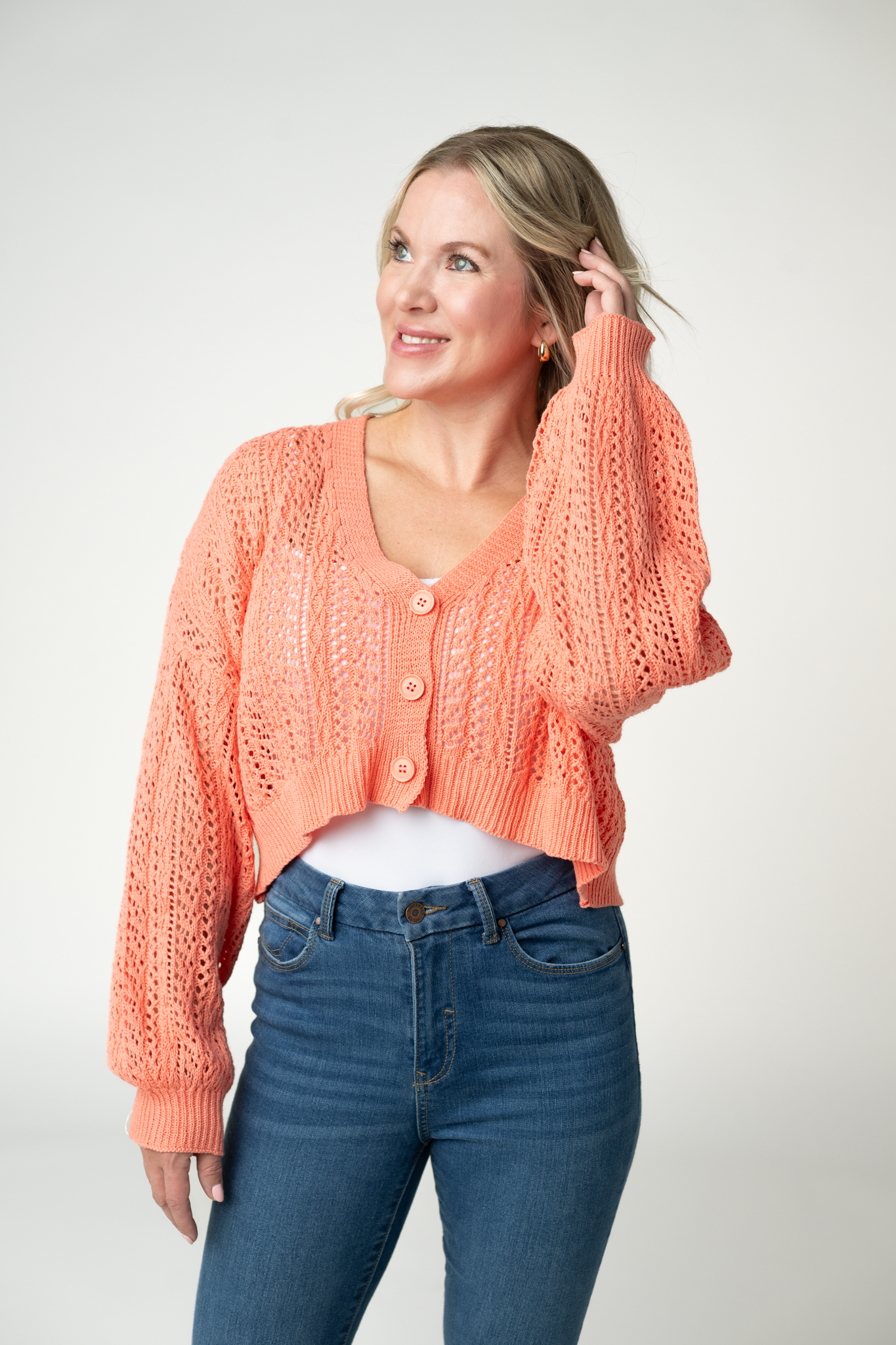 Callie Cropped Cardigan - Melon