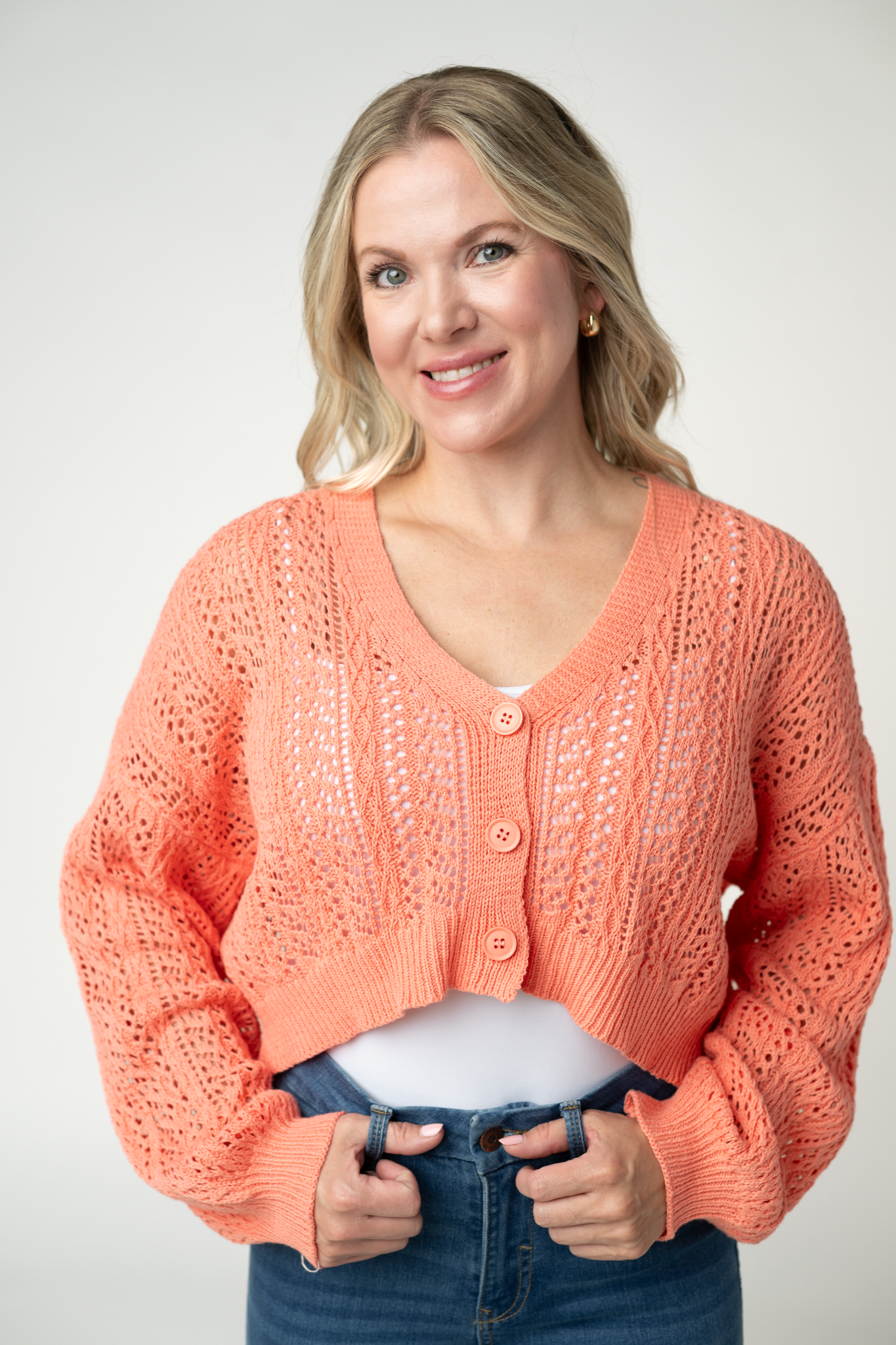 Callie Cropped Cardigan - Melon