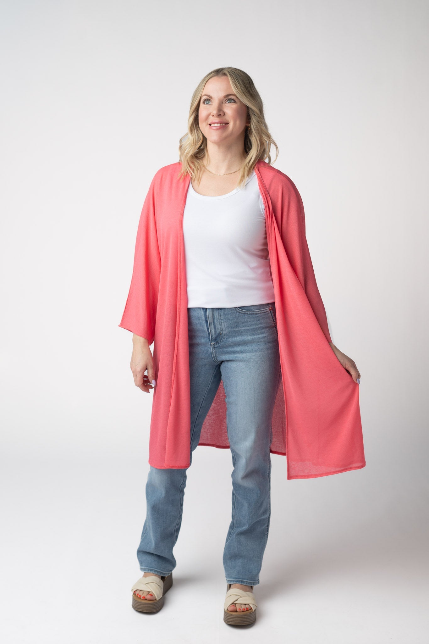 Ellie Cover-Up Kimono - Sunkissed Coral