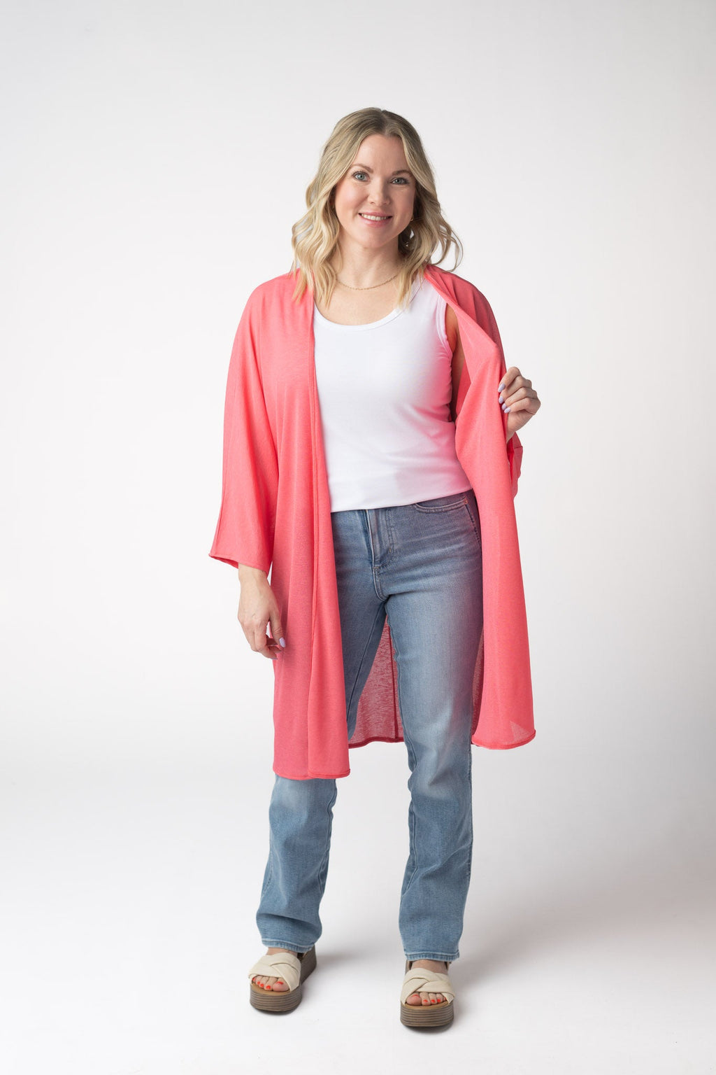 Ellie Cover-Up Kimono - Sunkissed Coral